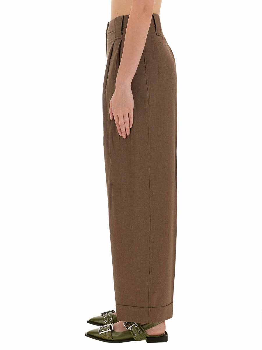 Shop Ganni Loose Fit Pants In Brown