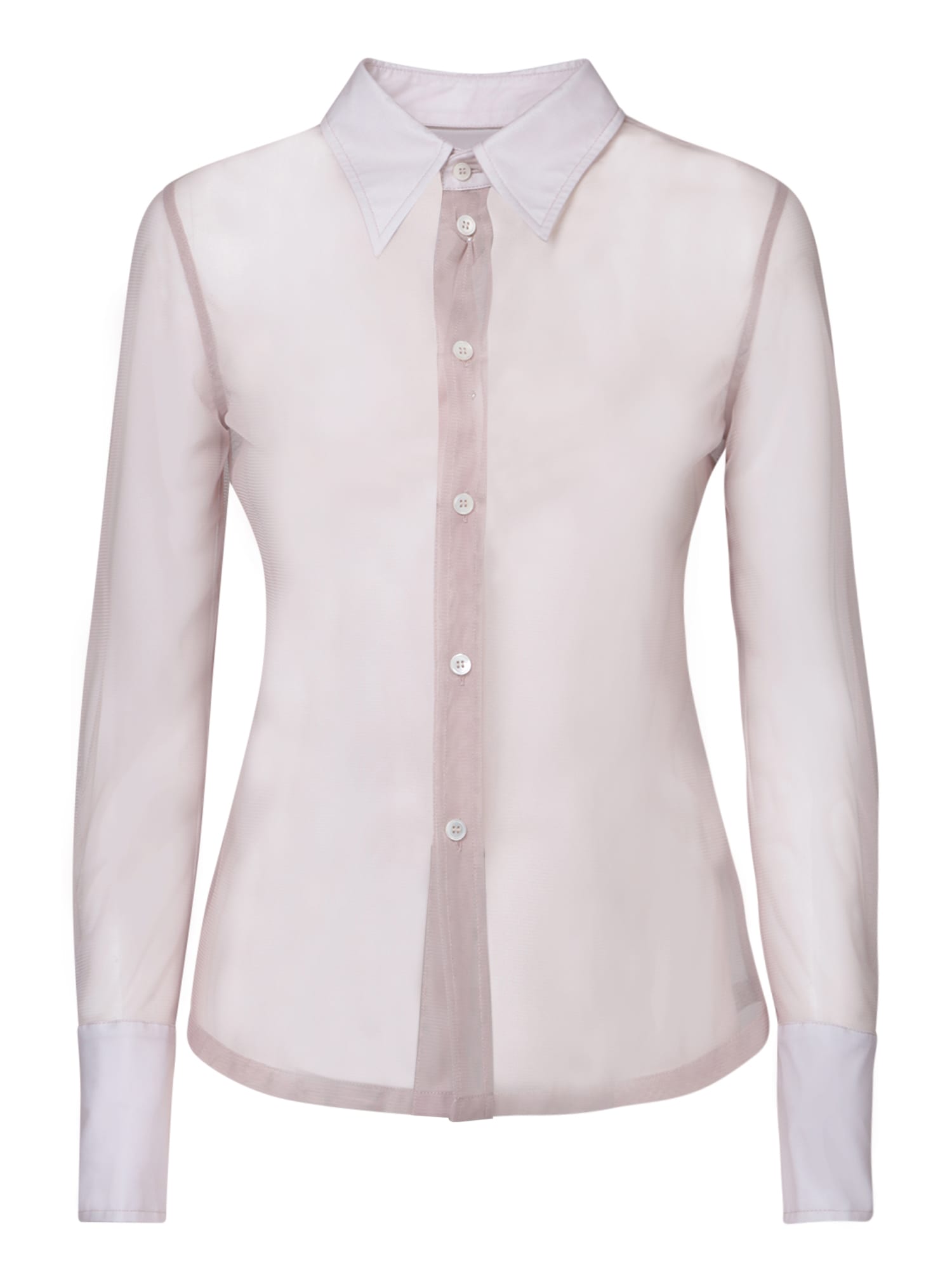 Shop Mm6 Maison Margiela Cotton-tulle Shirt In Pink