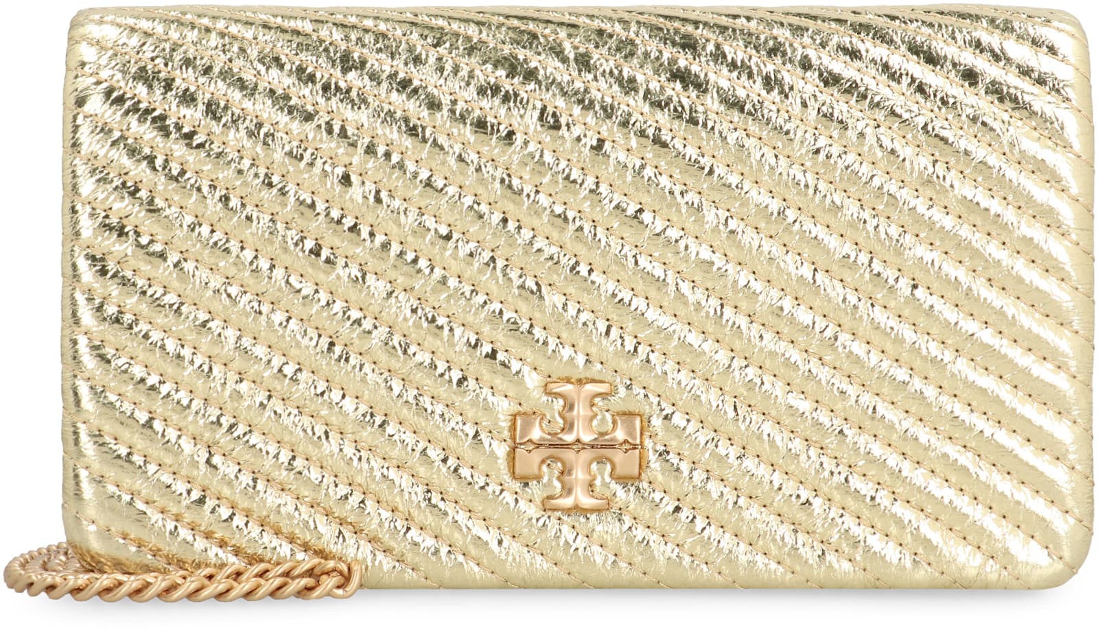 Tory Burch Kira Leather Wallet On Chain In Gold
