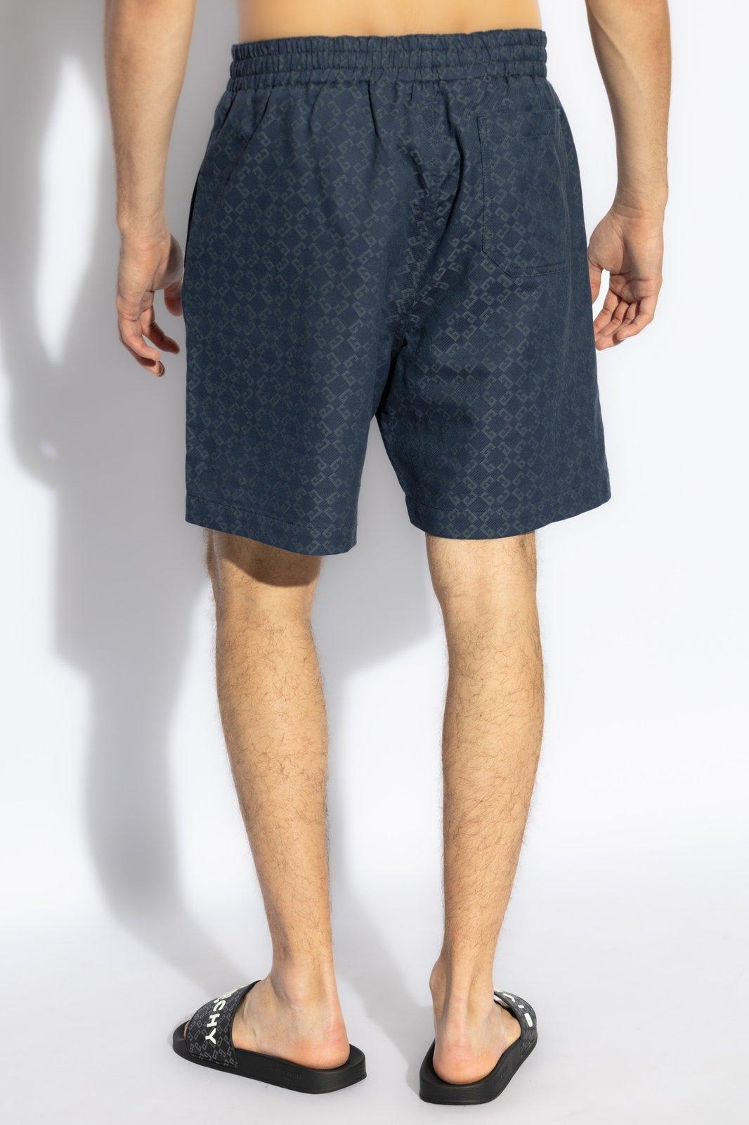 Givenchy Monogram 72 Jacquard Denim Bermuda Shorts In Blue