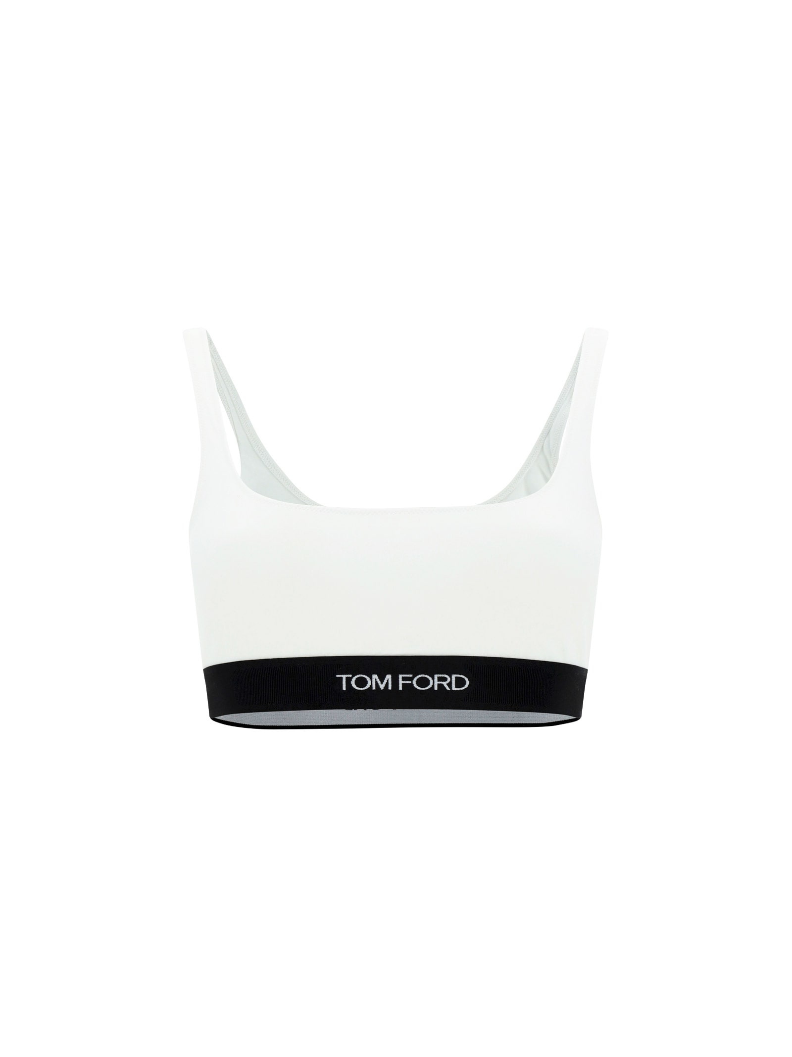 Tom Ford White And Black Bralette With Contrasting Logo Print In White