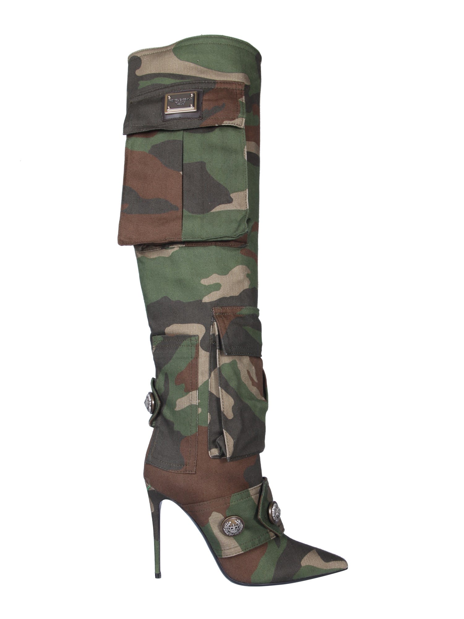 Dolce & Gabbana Camouflage Patchwork Boot