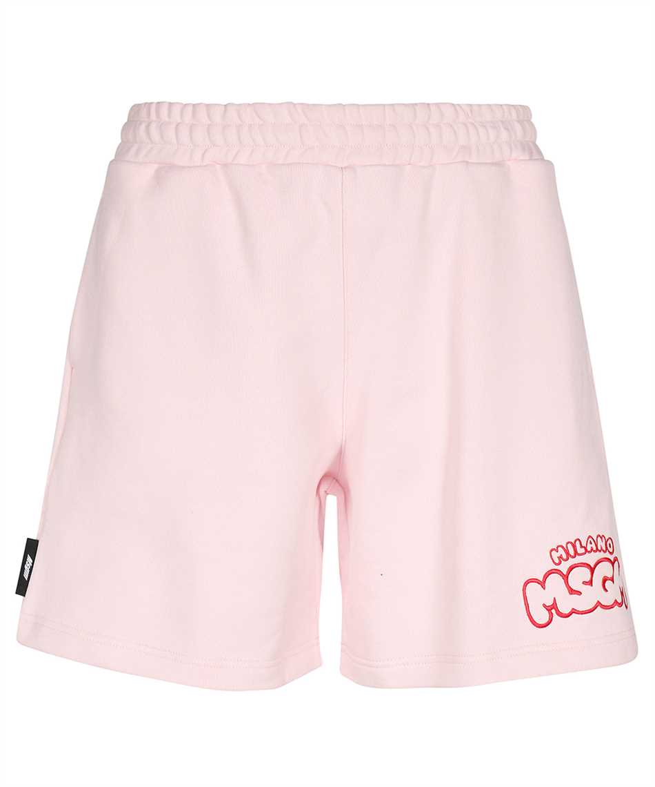 Msgm Logo-embroidered Elasticated-waistband Shorts In Pink