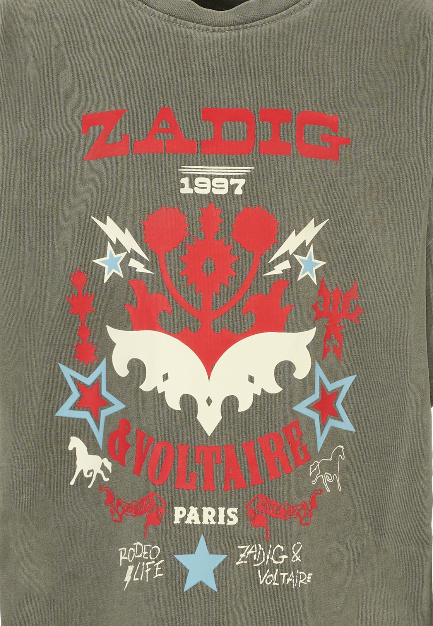 Zadig & Voltaire Grey T-shirt For Kids With Logo In Green