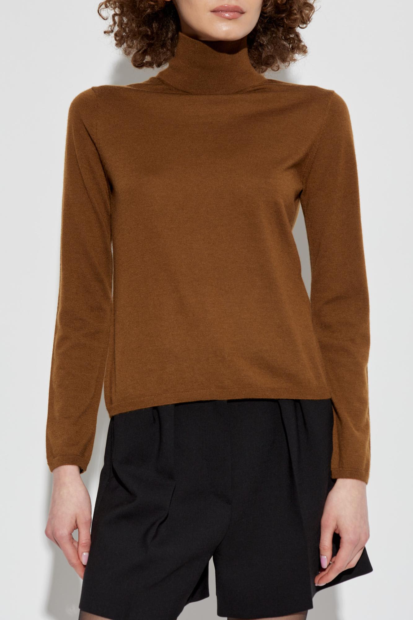 Max Mara Patroni Cashmere Turtleneck Sweater In Leather Brown
