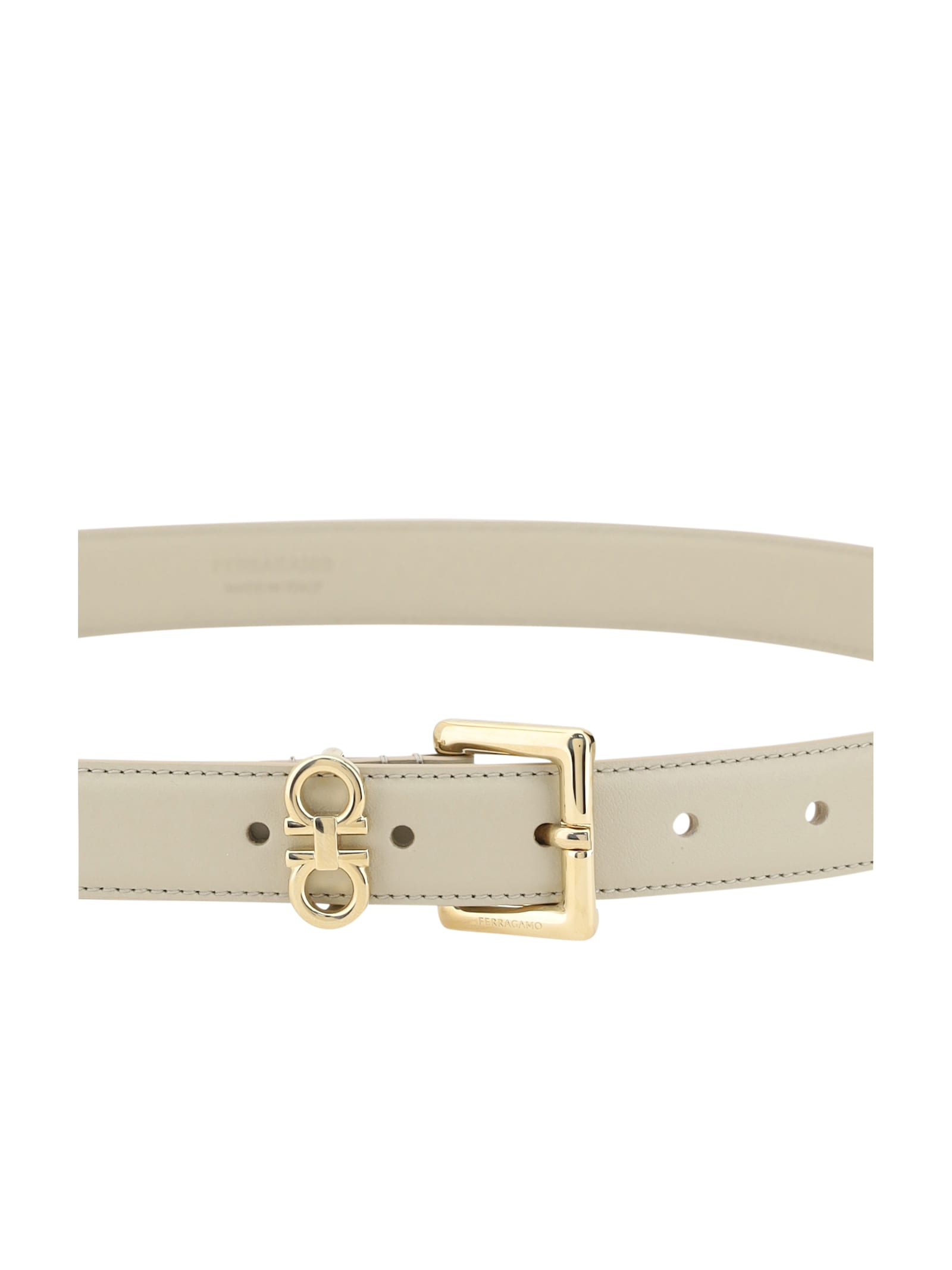 Ferragamo Double Hook Buckle Belt In Neutral
