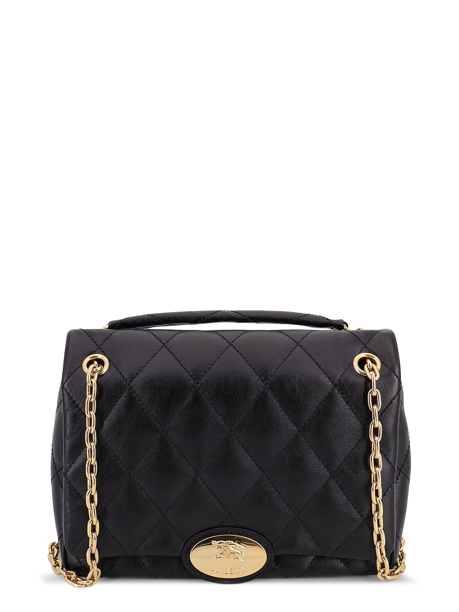 Burberry Women Matelasse Leather Shoulder Bag In Black