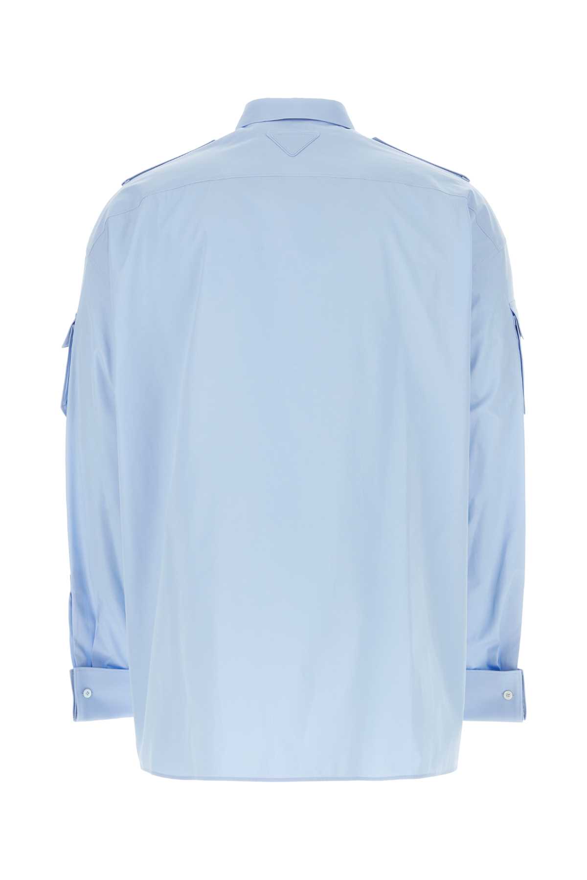Shop Prada Light-blue Poplin Oversize Shirt In Cielo