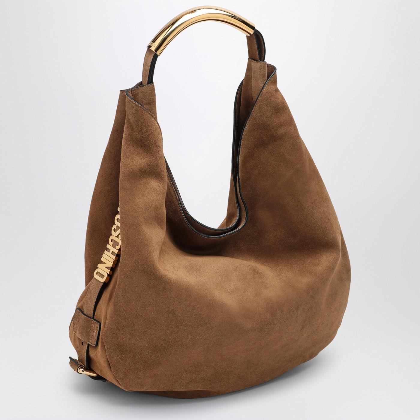 Shop Moschino Slouchy Marorne Shoulder Bag In Suede