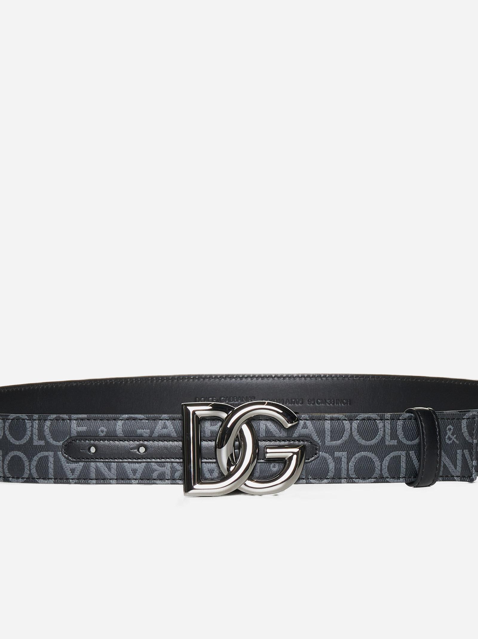 Shop Dolce & Gabbana Logo-tape Fabric Belt In Nero Grigio