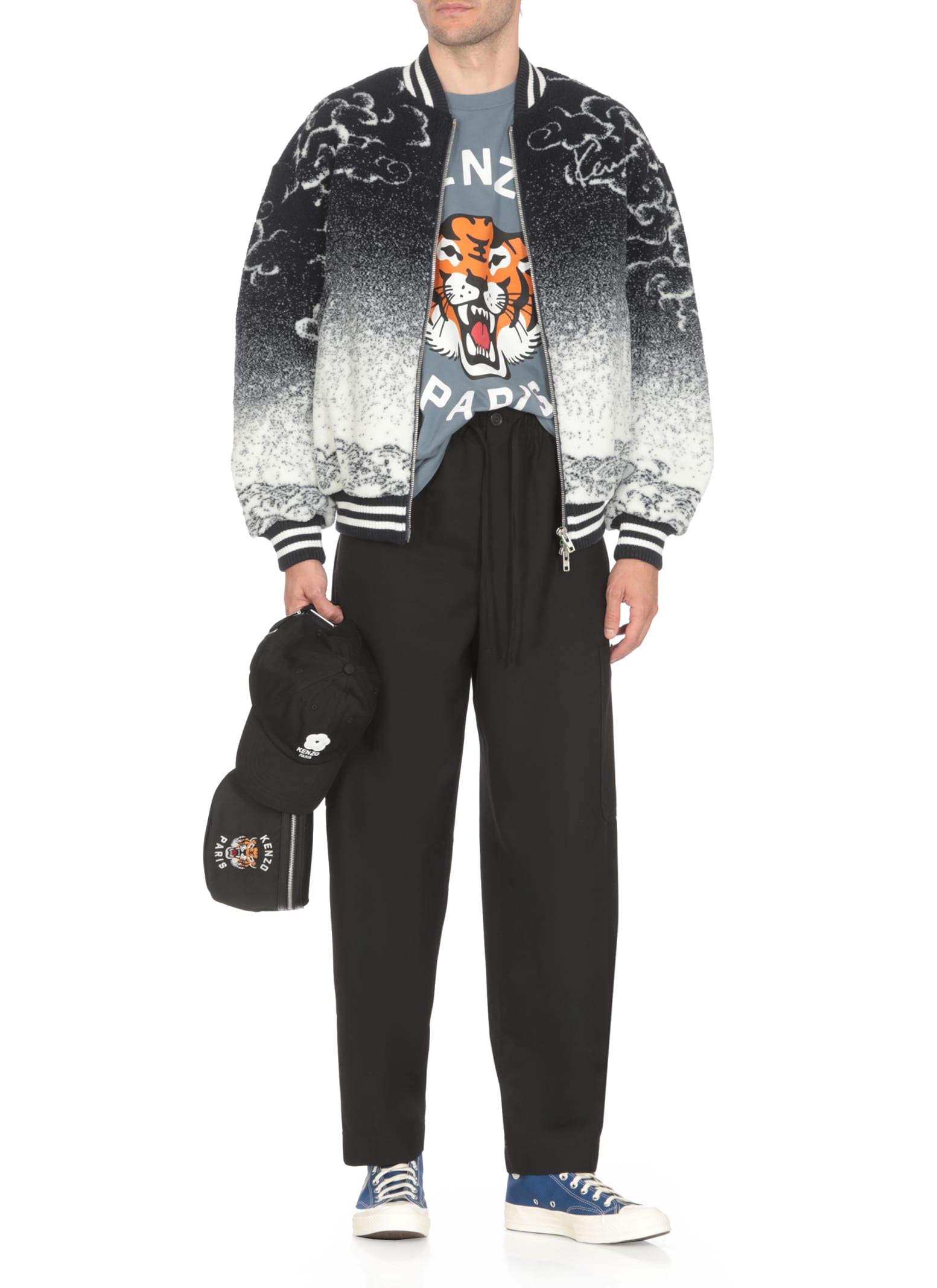 Shop Kenzo Cloud Tiger Bomber In Blue