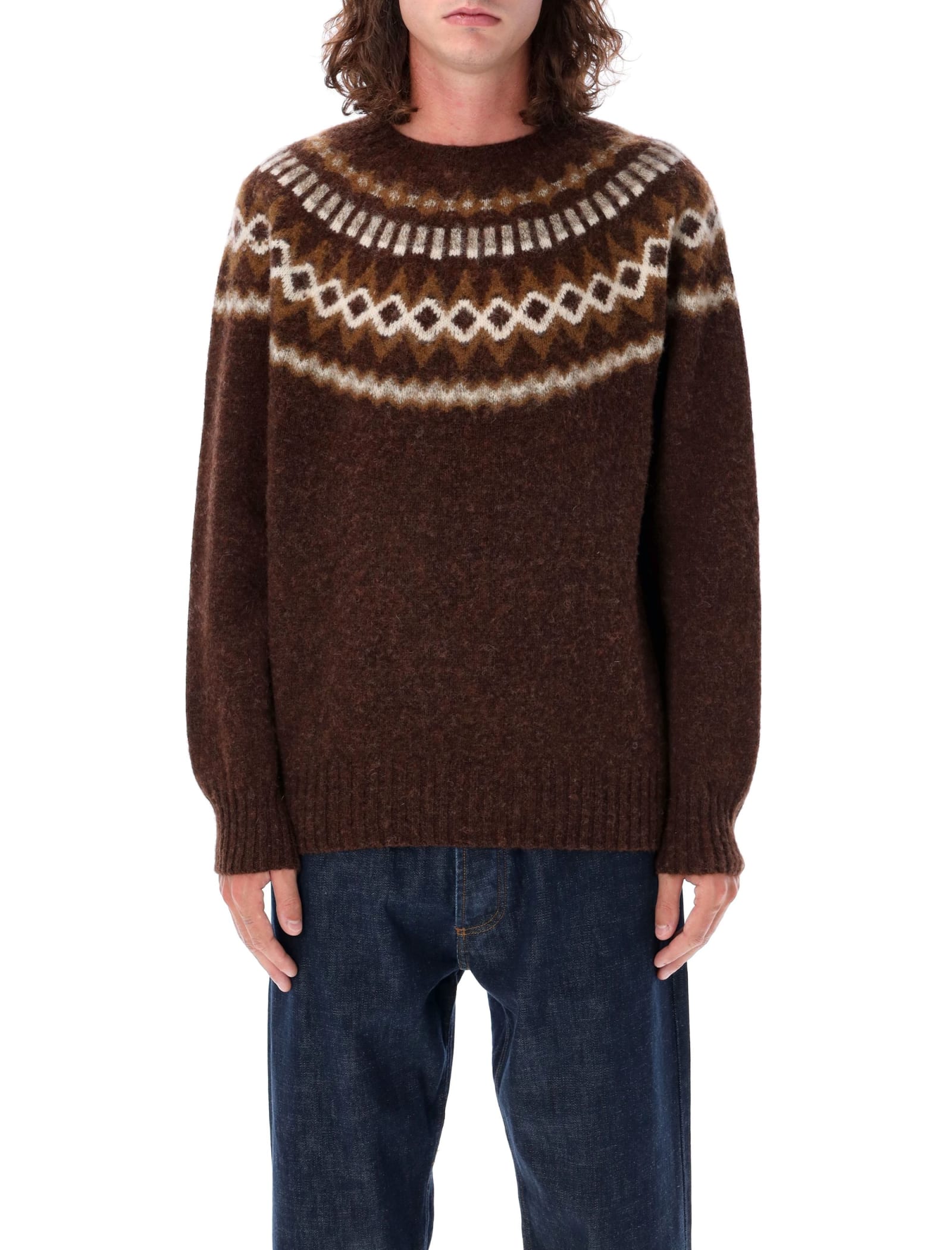 Shop Ymc You Must Create Shetland Sweater In Brown Multi