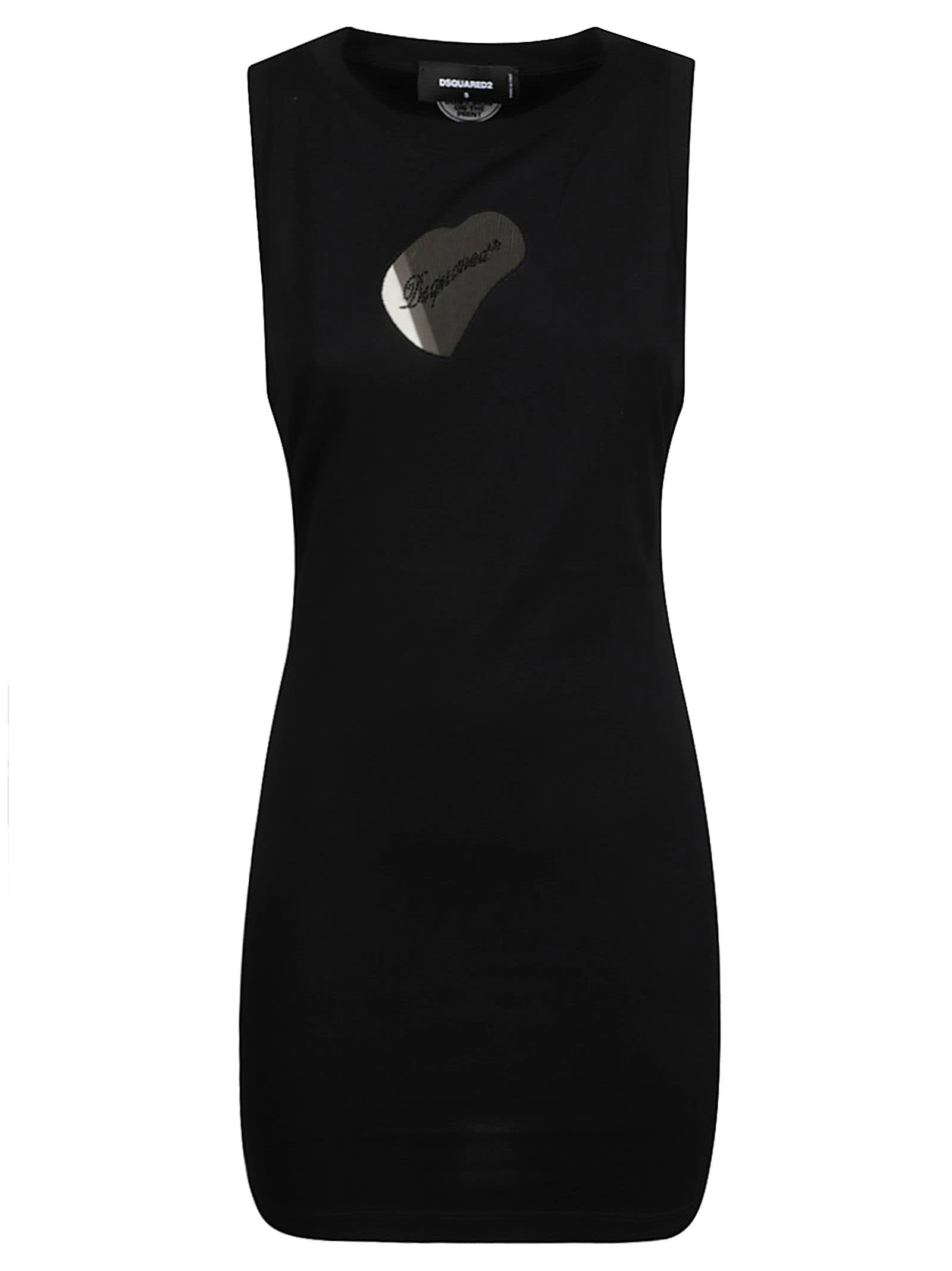 Shop Dsquared2 Heart Sleeveless Dress In Black