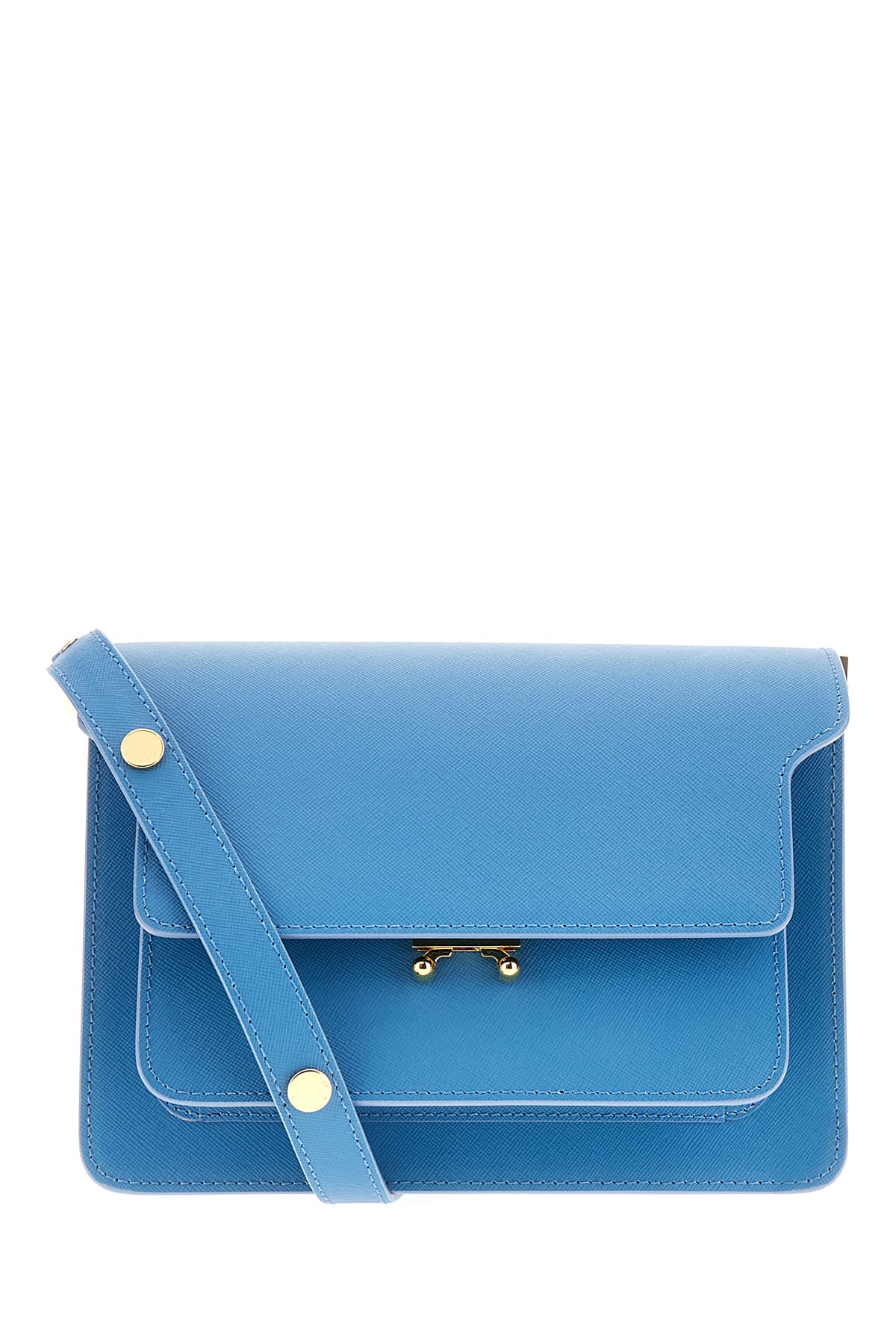 Shop Marni Light-blue Leather Trunk Crossbody Bag In Z671b