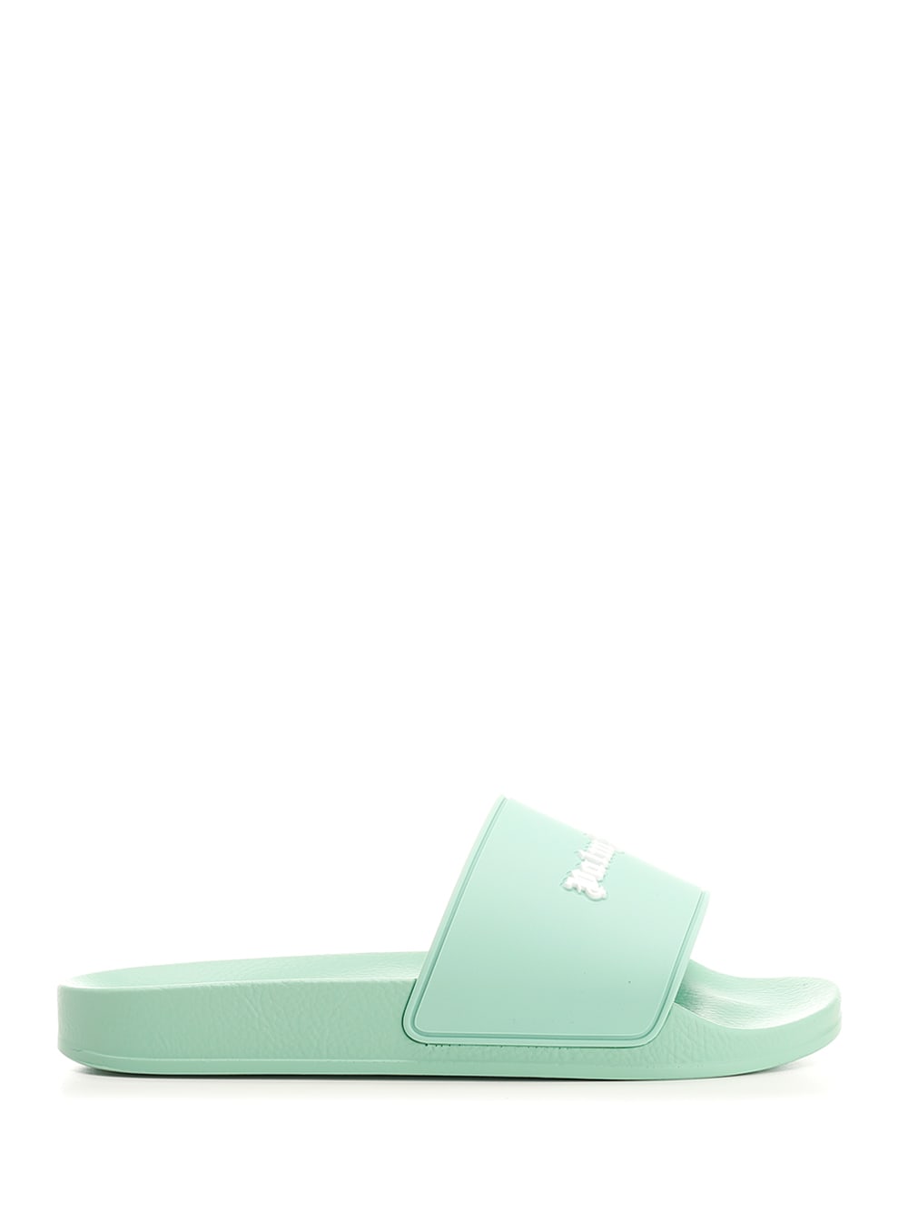 Palm Angels Logo-embossed Flat Slides In Green