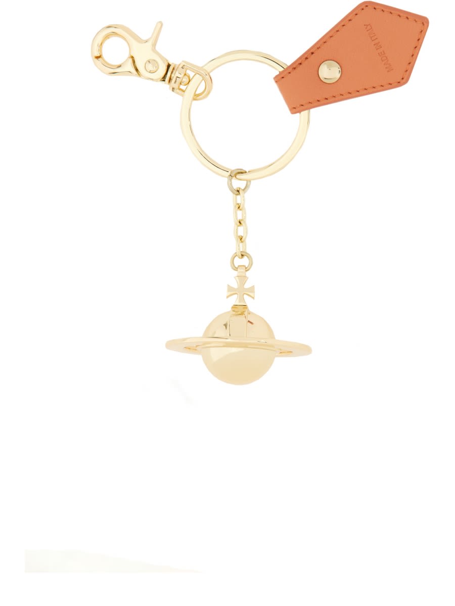 Shop Vivienne Westwood 3d Orb Keychain In Buff