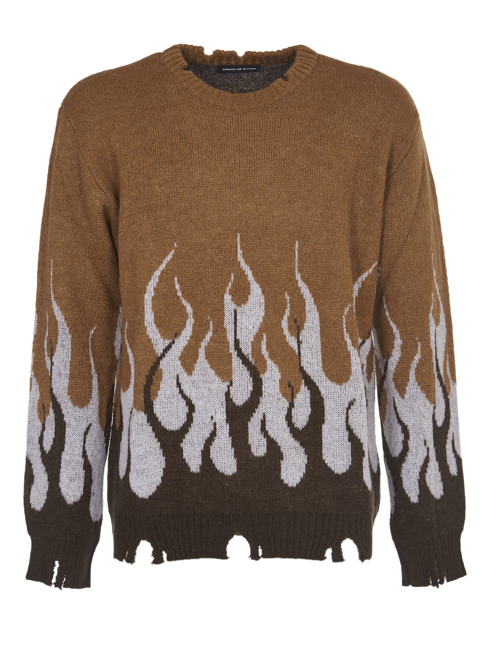 Vision of Super Multicolor Jacquard Flames Sweater