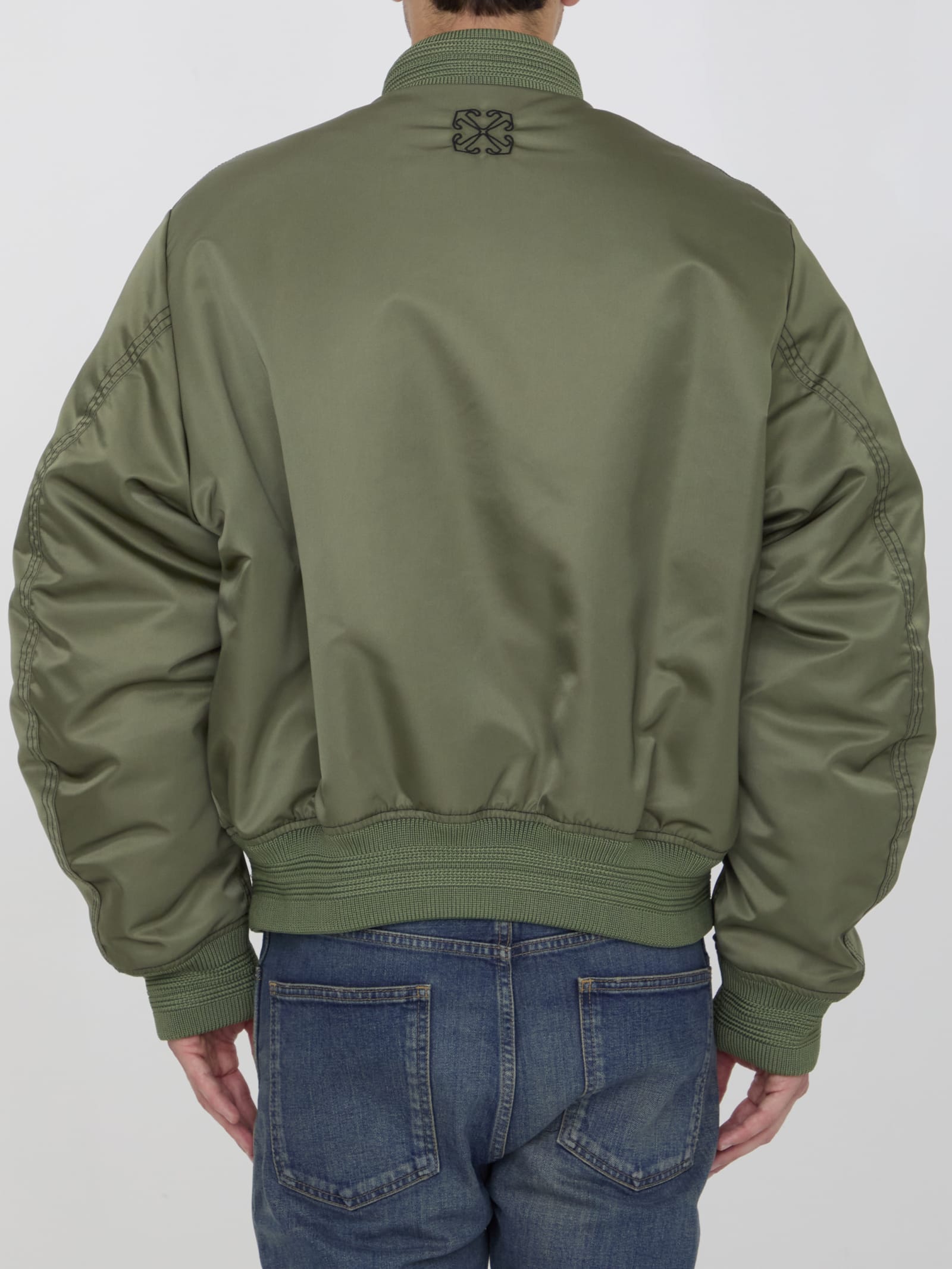 Shop Off-white Four Leaf Clove Bomber Jacket In Green