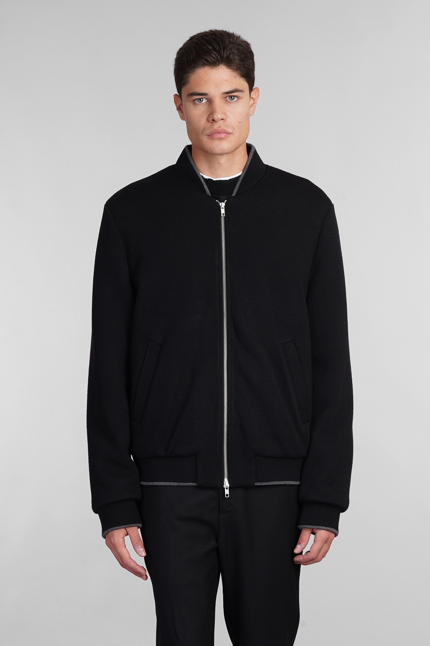 Shop Mauro Grifoni Bomber In Black Wool