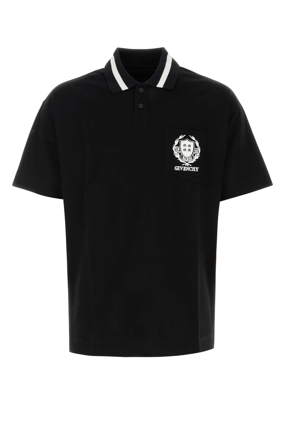 Shop Givenchy Black Piquet Polo Shirt