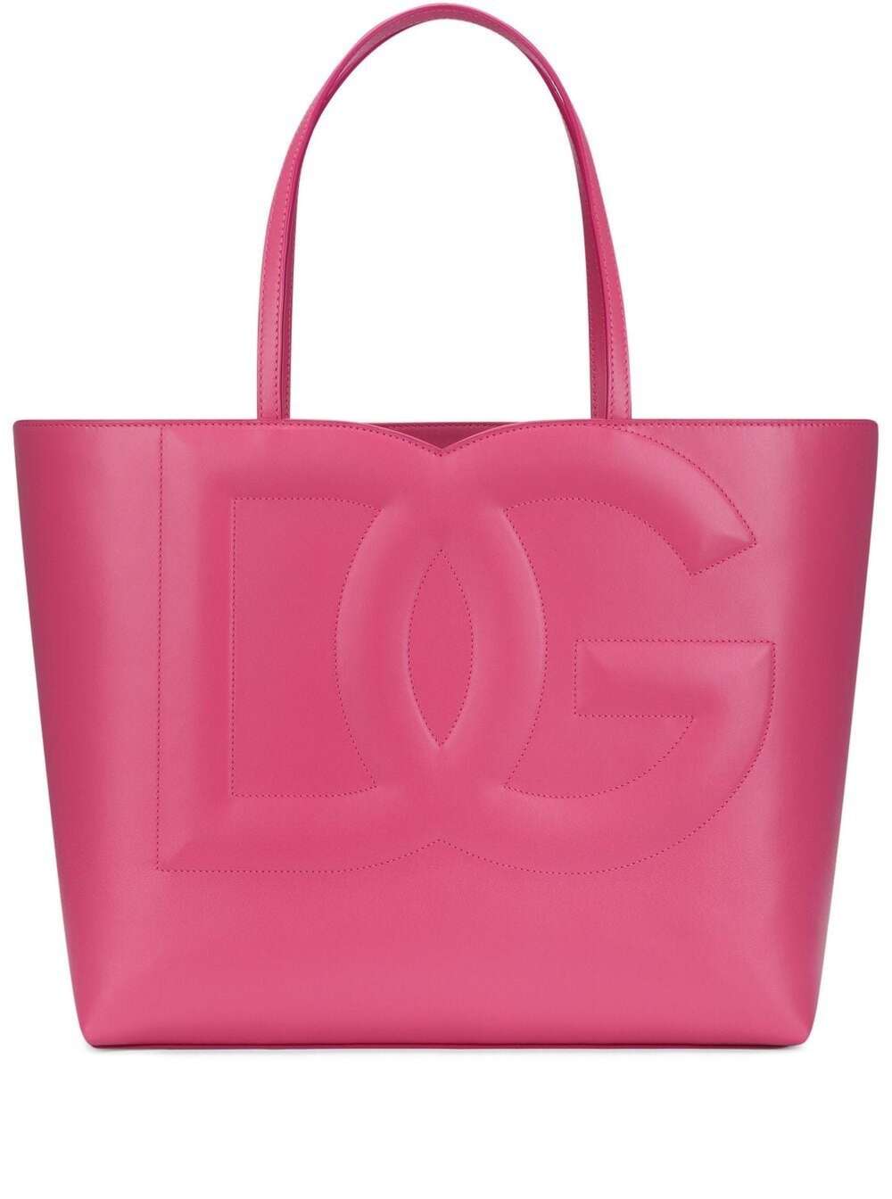 Dolce & Gabbana dg Logo Pink Medium Shopper In Leather Woman