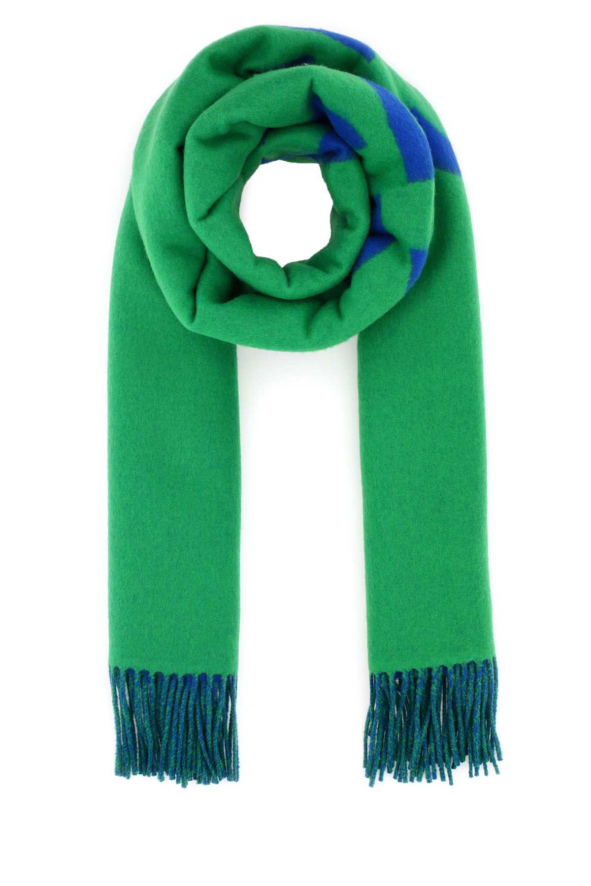 Shop Gucci Printed Wool Scarf In Blue