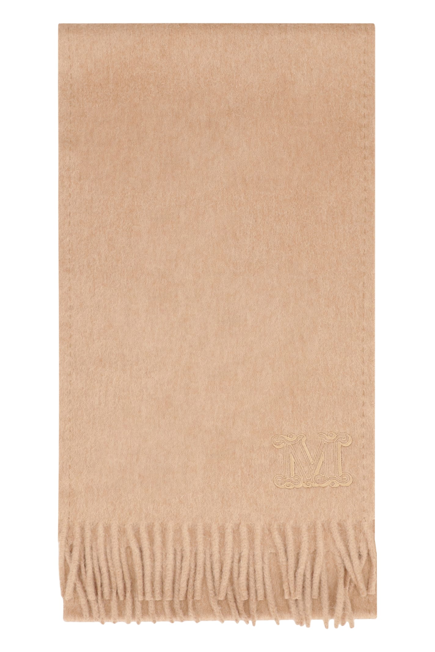 Max Mara Cashmere Stole Fringed Edges In Brown