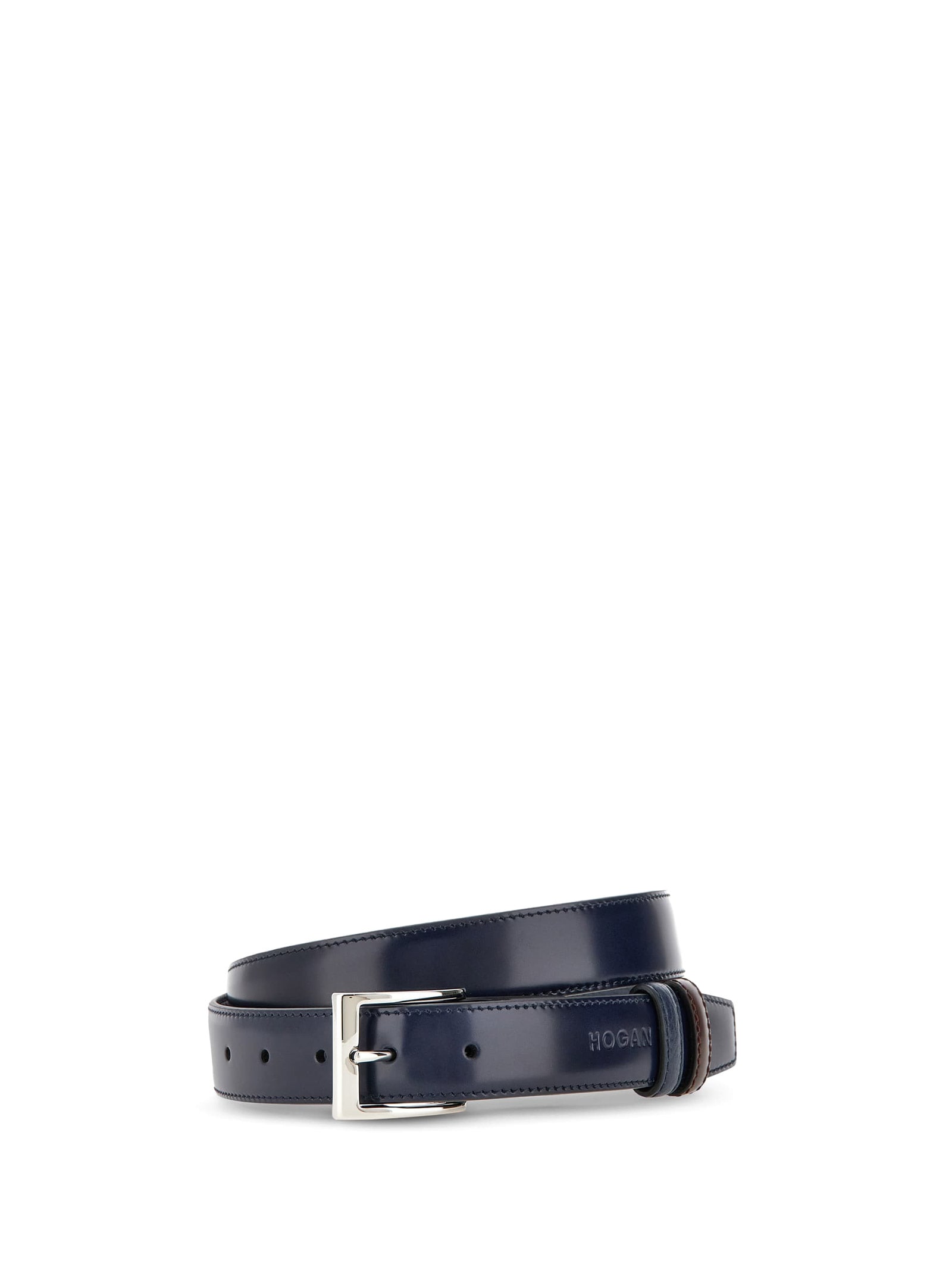 Shop Hogan Mens Blue Leather Belt In Blu+bordeaux