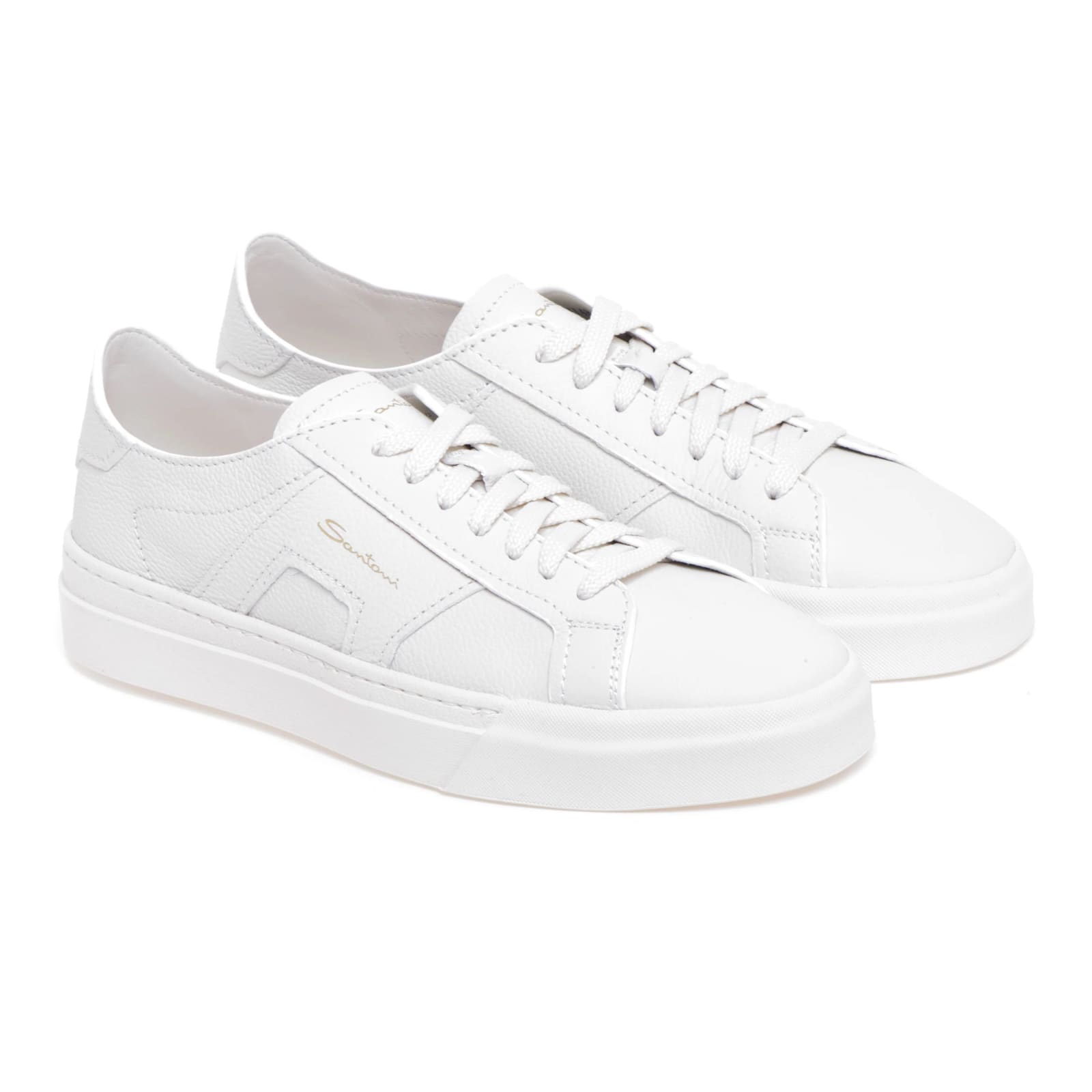 Shop Santoni Dbs Sneakers In White Leather