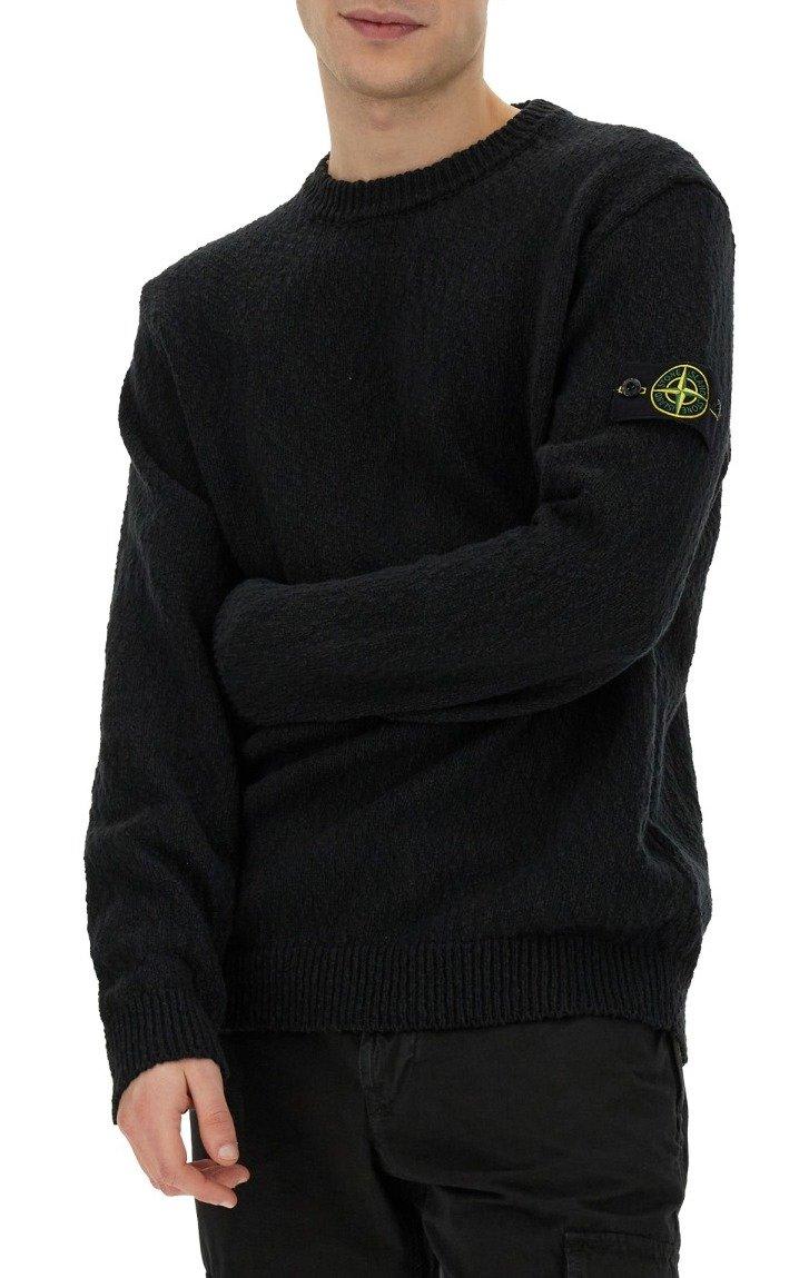 Shop Stone Island Logo Patch Crewneck Sweatshirt In Black