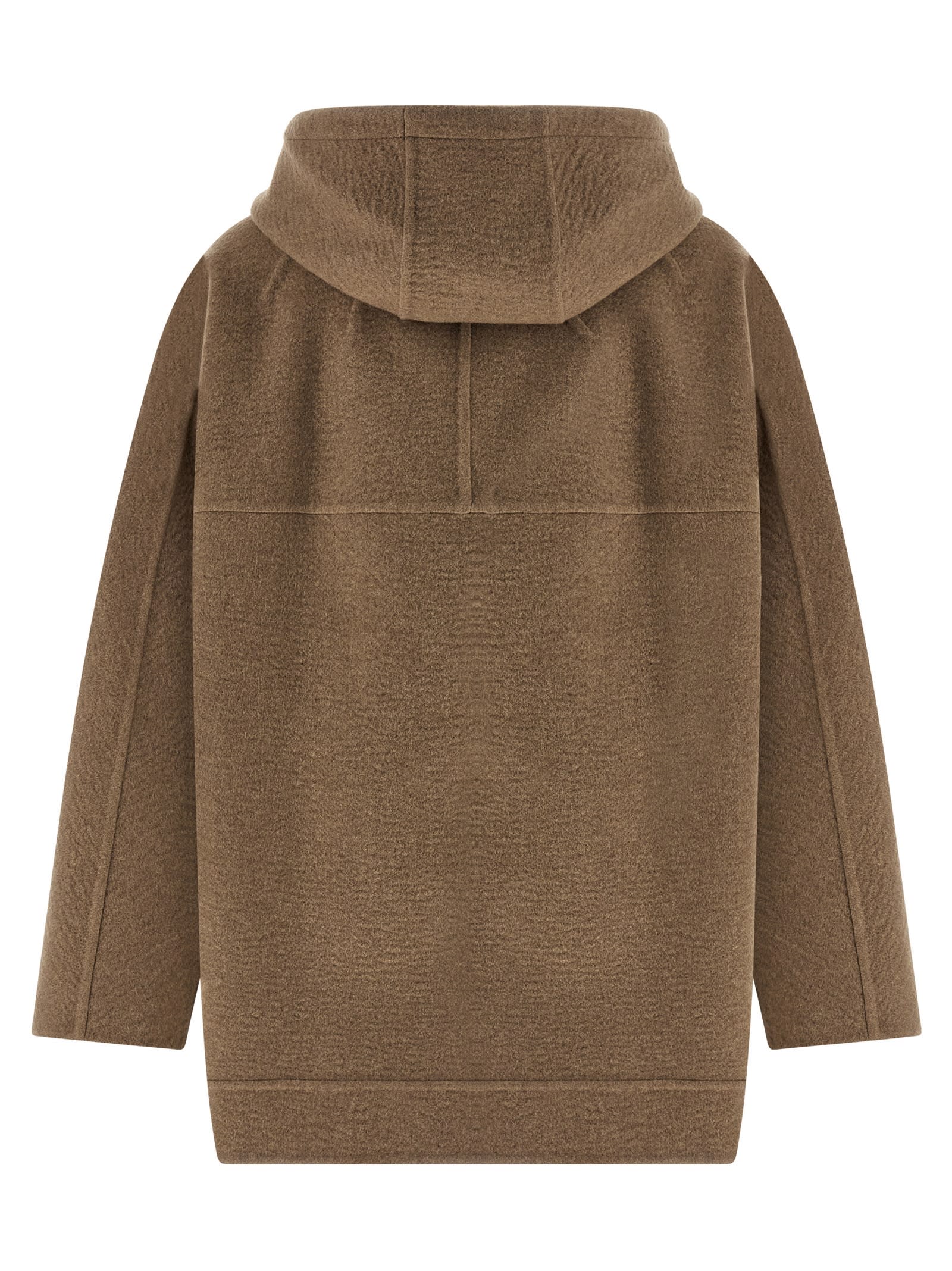 Max Mara Hooded Coat With Drawstring And Pockets In Brown