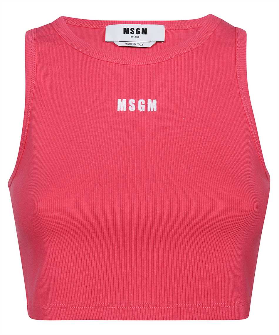 Msgm Ribbed Tank Top In Pink