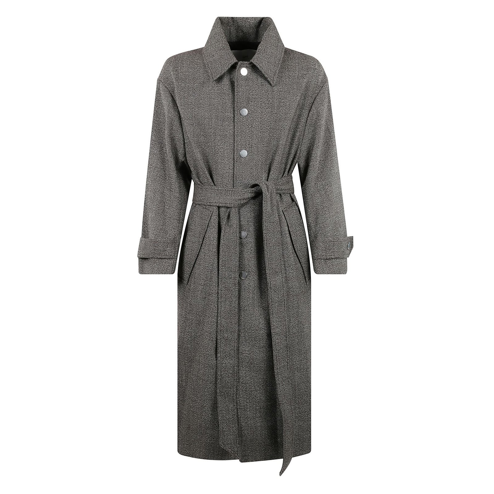 Shop Ami Alexandre Mattiussi Paris Long-sleeved Belted Coat In Dark Coffee/ Off White