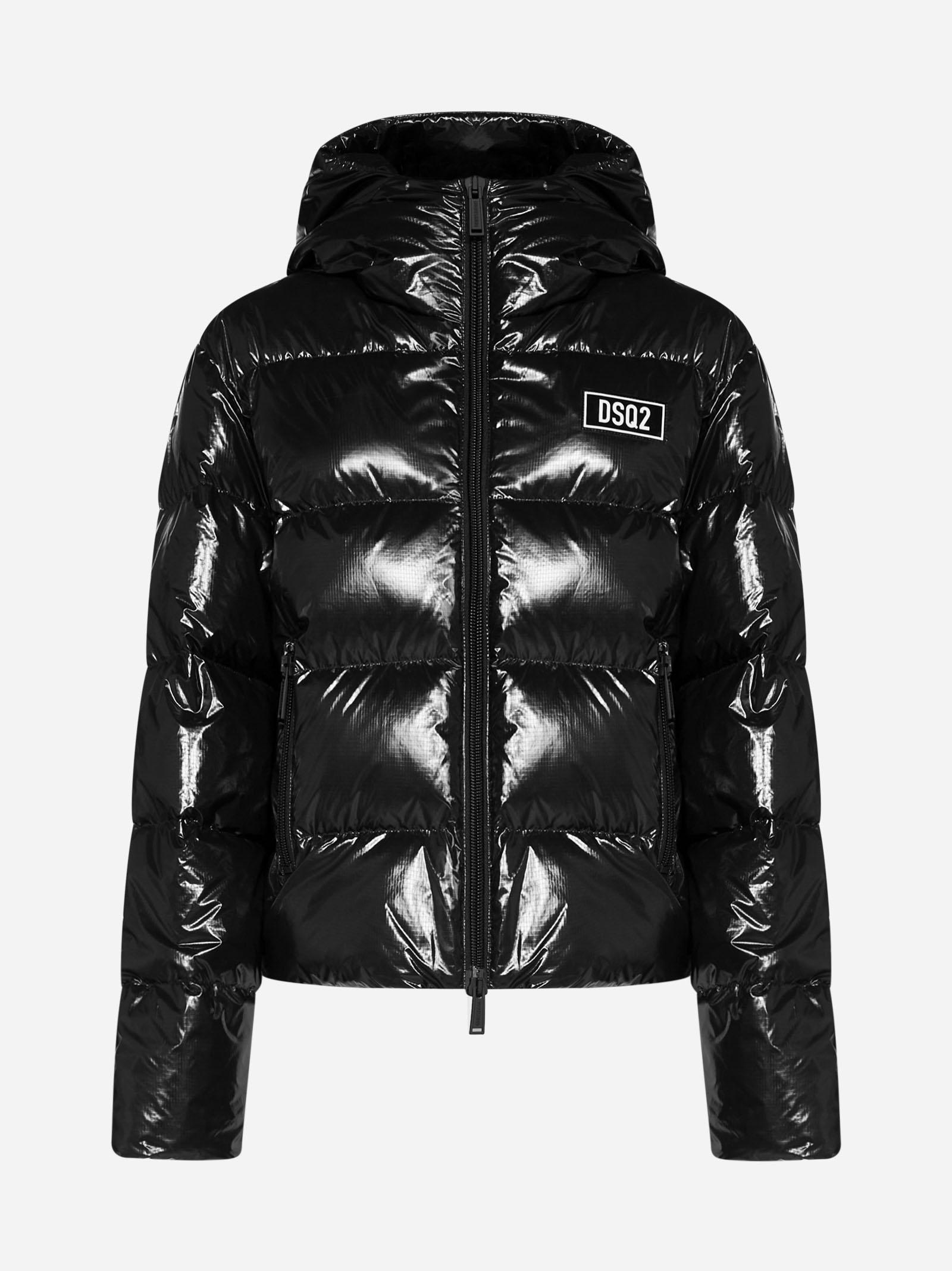 Shop Dsquared2 Quilted Glossy Nylon Puffer Jacket In Black