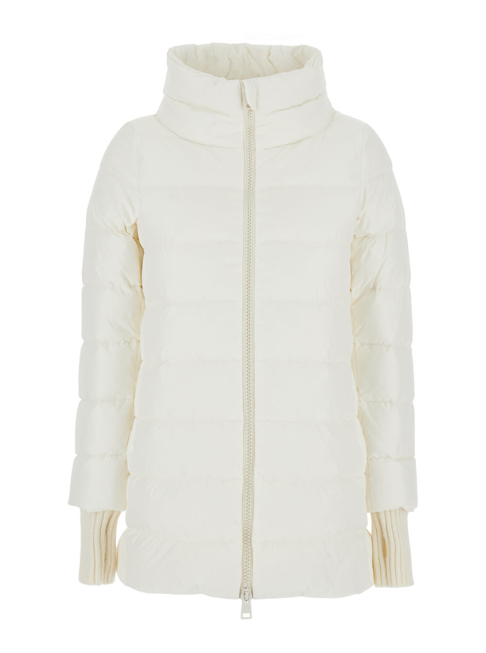 Herno White Down Jacket With Drawstring Hood In Tech Fabric Woman In White