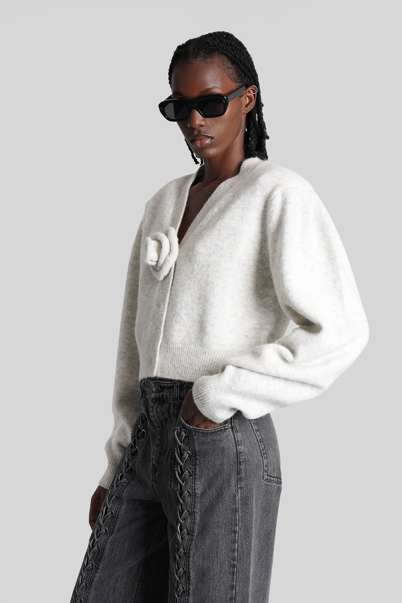 Rotate Birger Christensen Rotate Alpaca And Wool Cardigan In White