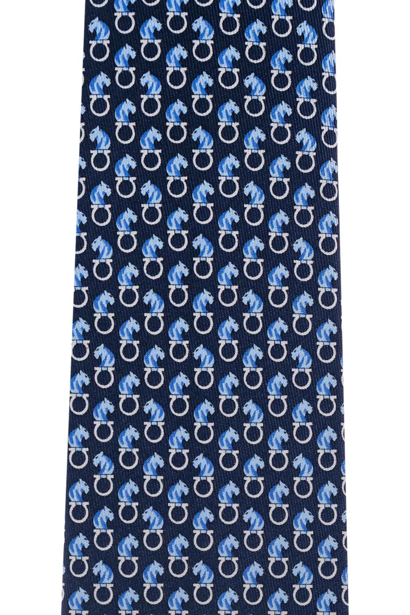 Ferragamo Patterned Silk Tie In Blue