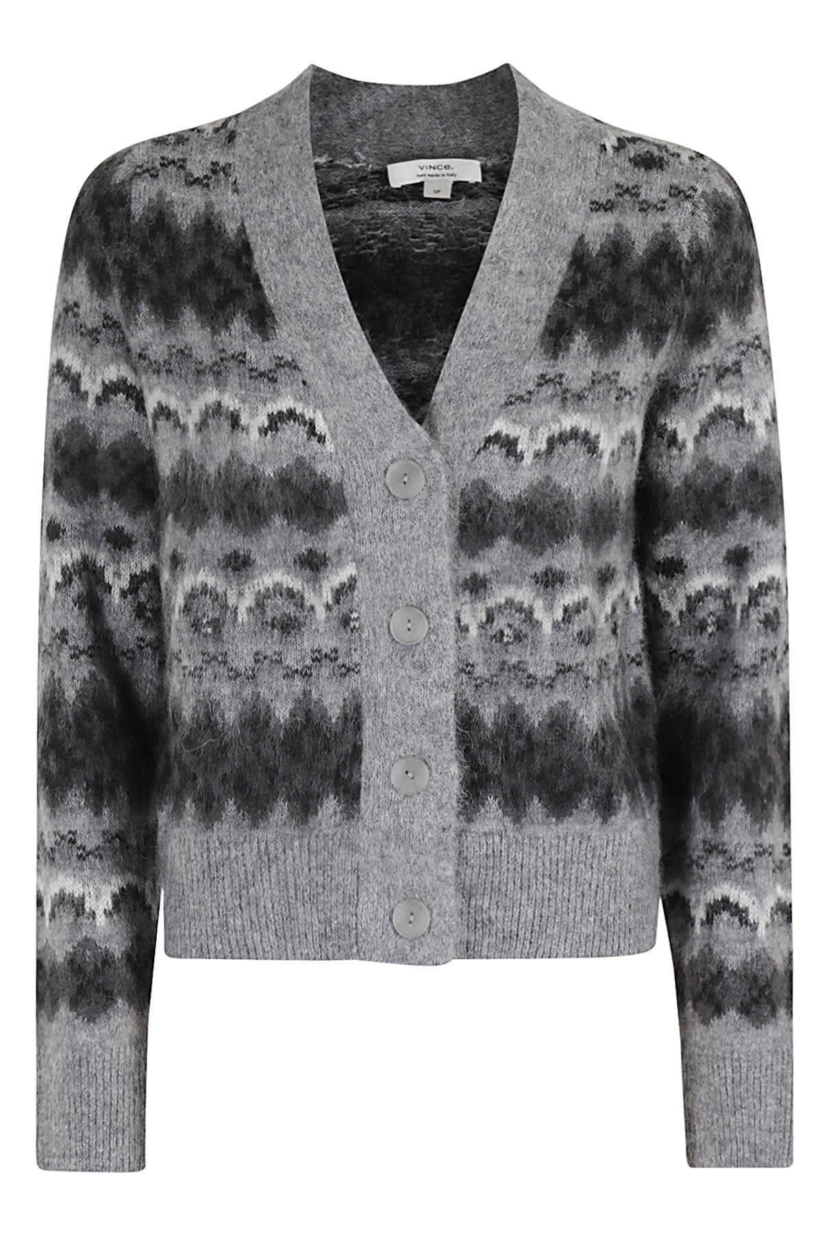 Shop Vince Fair Isle Cardigan In Hgc