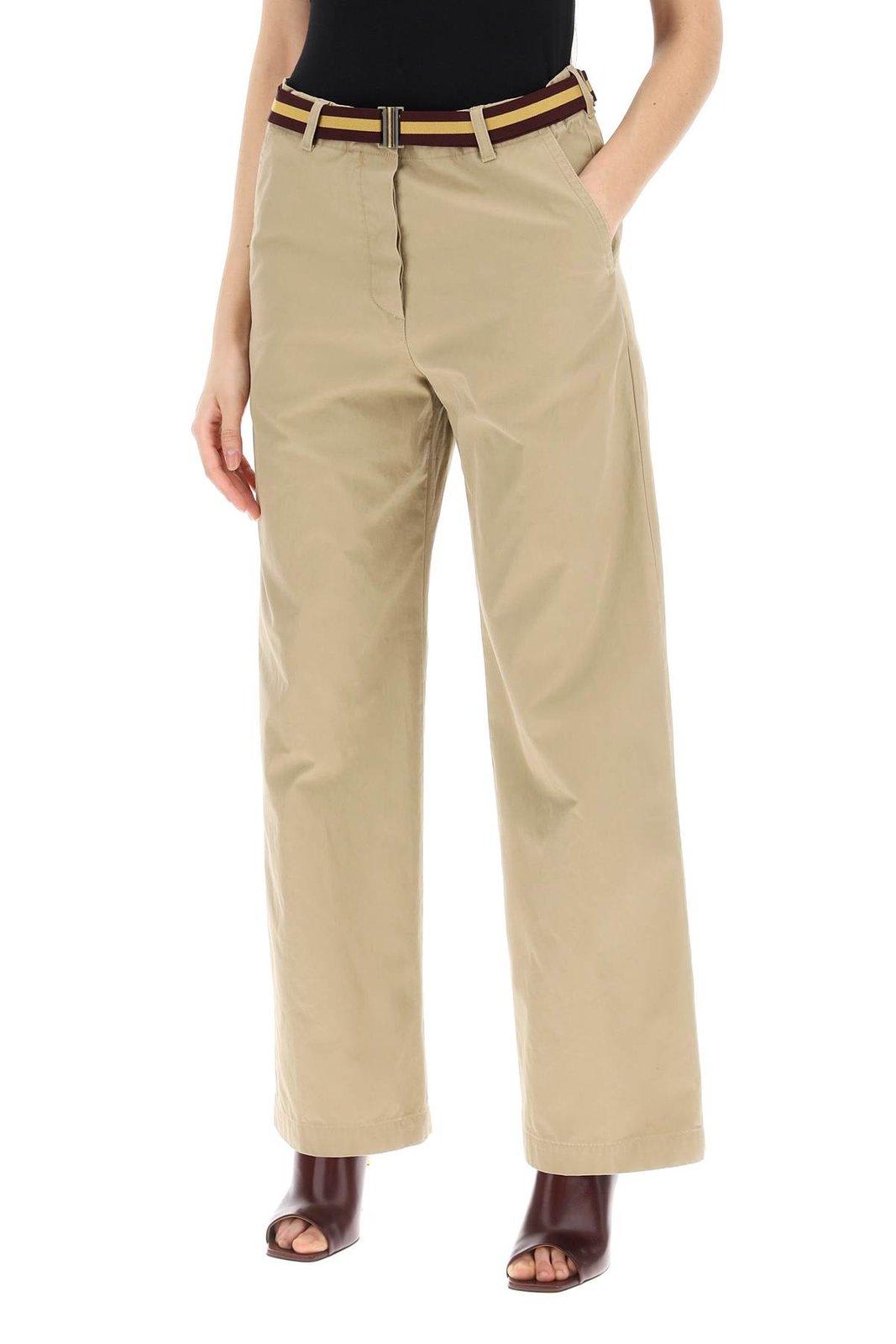 Shop Dries Van Noten Belted Straight Leg Pants In Beige