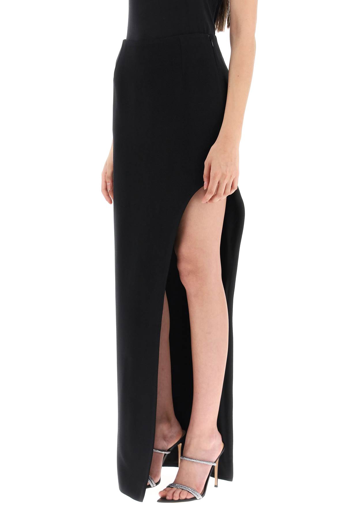 Shop Mvp Wardrobe Plaza Skirt With Asymmetrical Hem In Nero (black)