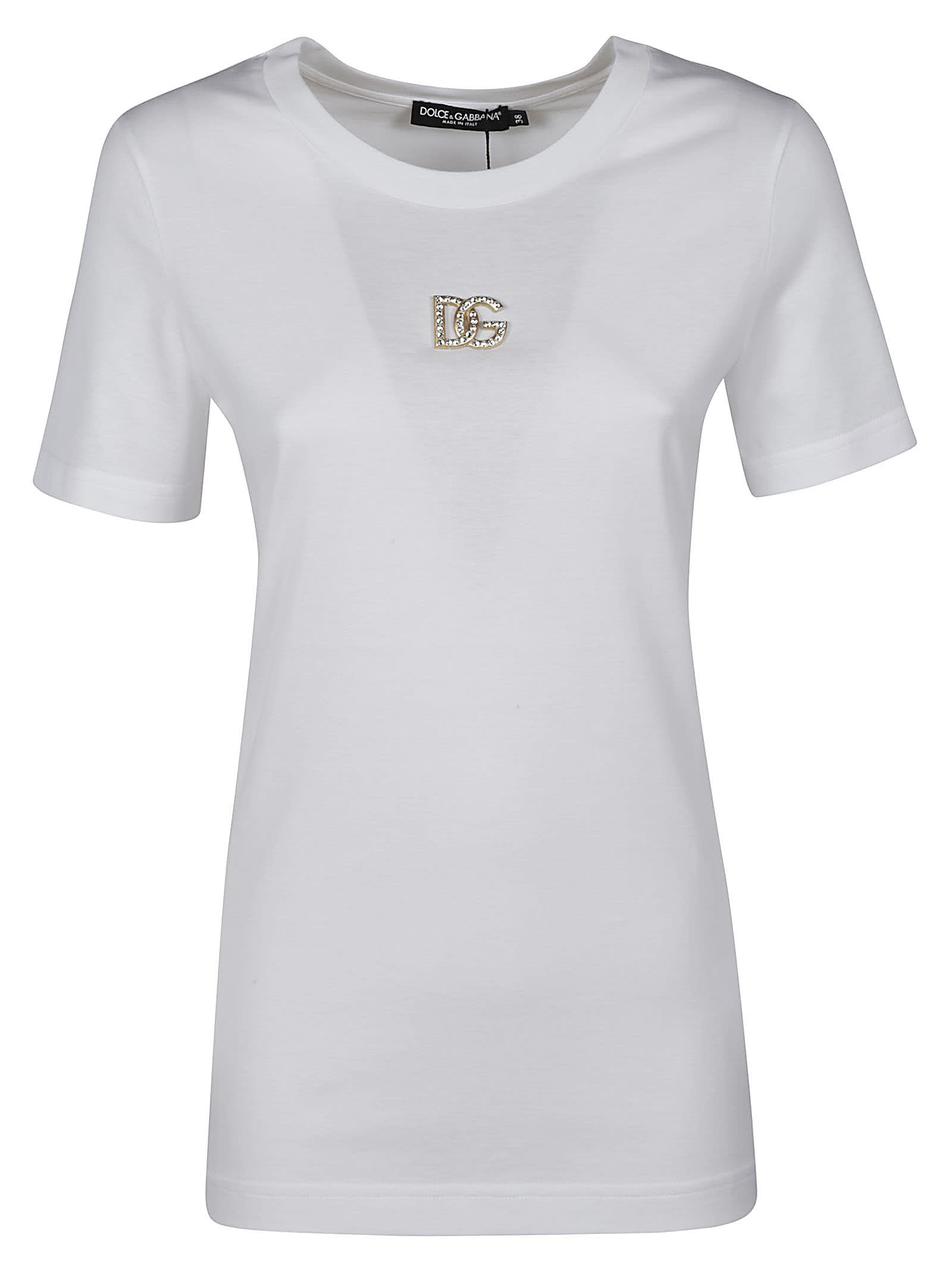 Dolce & Gabbana Crystal Logo Plaque Embellished T-shirt
