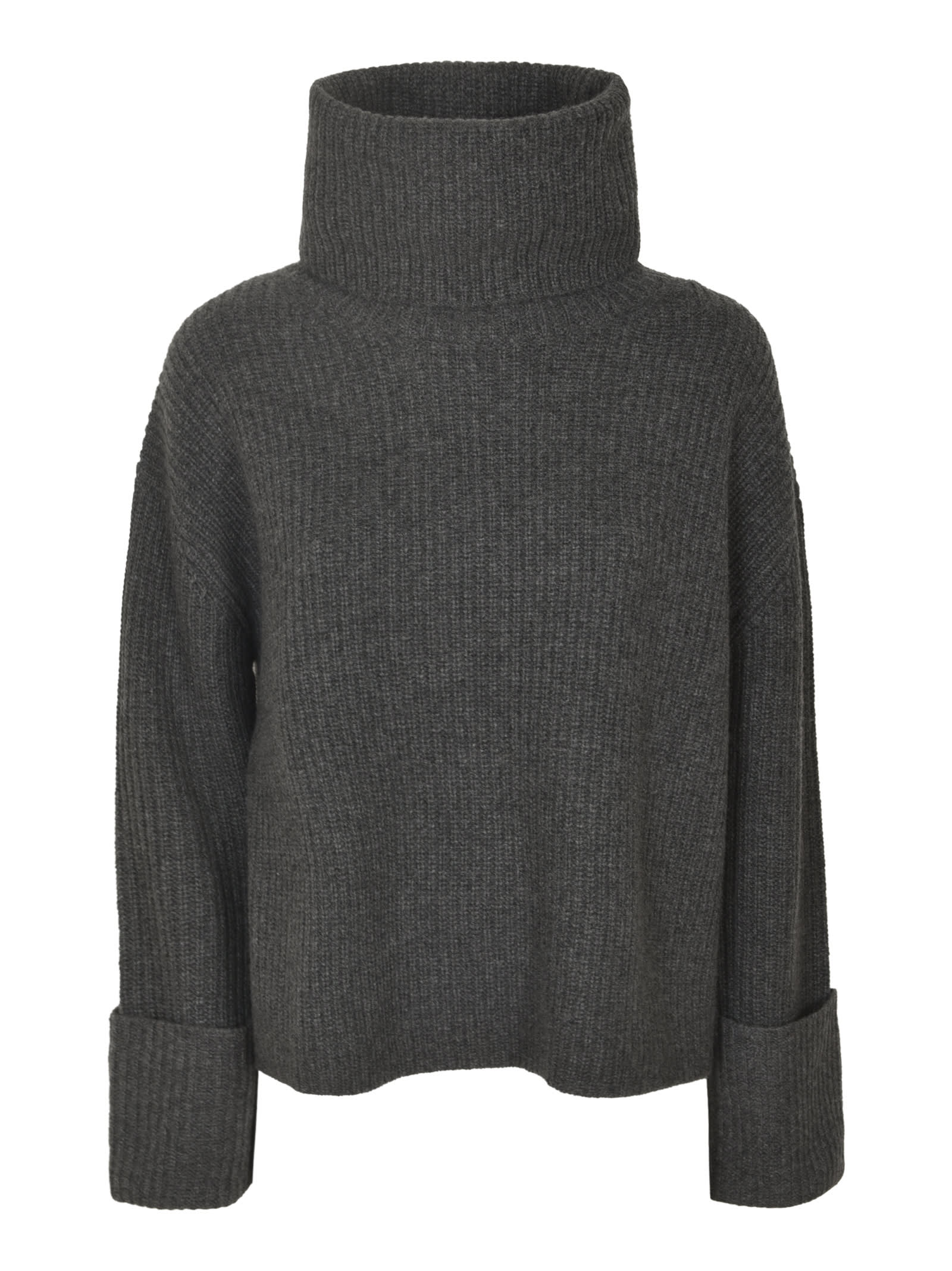 Shop Oliver Lattughi High-neck Rib Trim Knit Sweater In Korat