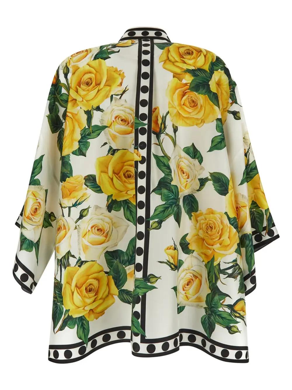 Shop Dolce & Gabbana Silk Shirt In Rose Gialle Fdo Bco