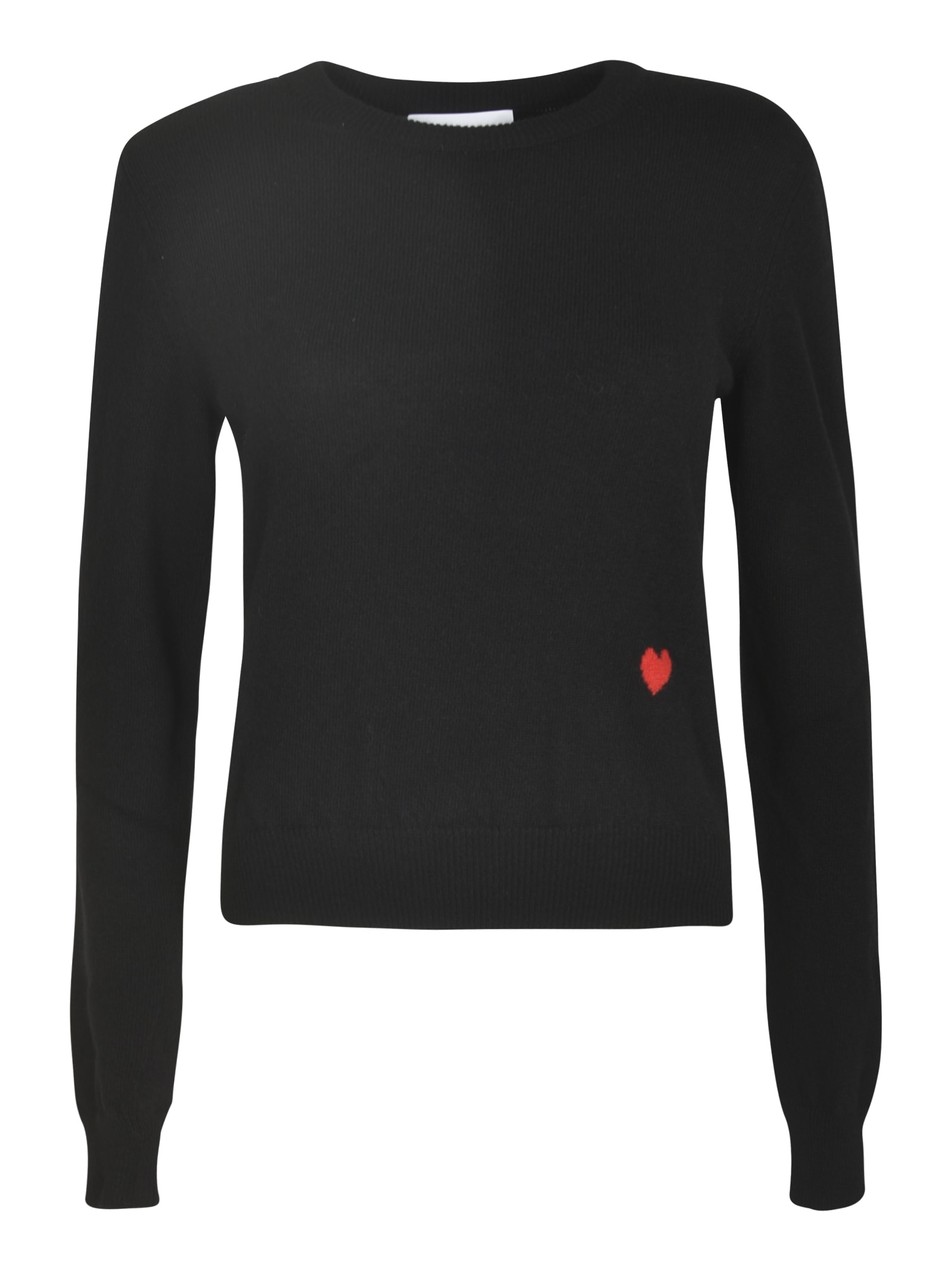 Shop Moschino Heart Logo Rib Trim Knit Sweater In Black