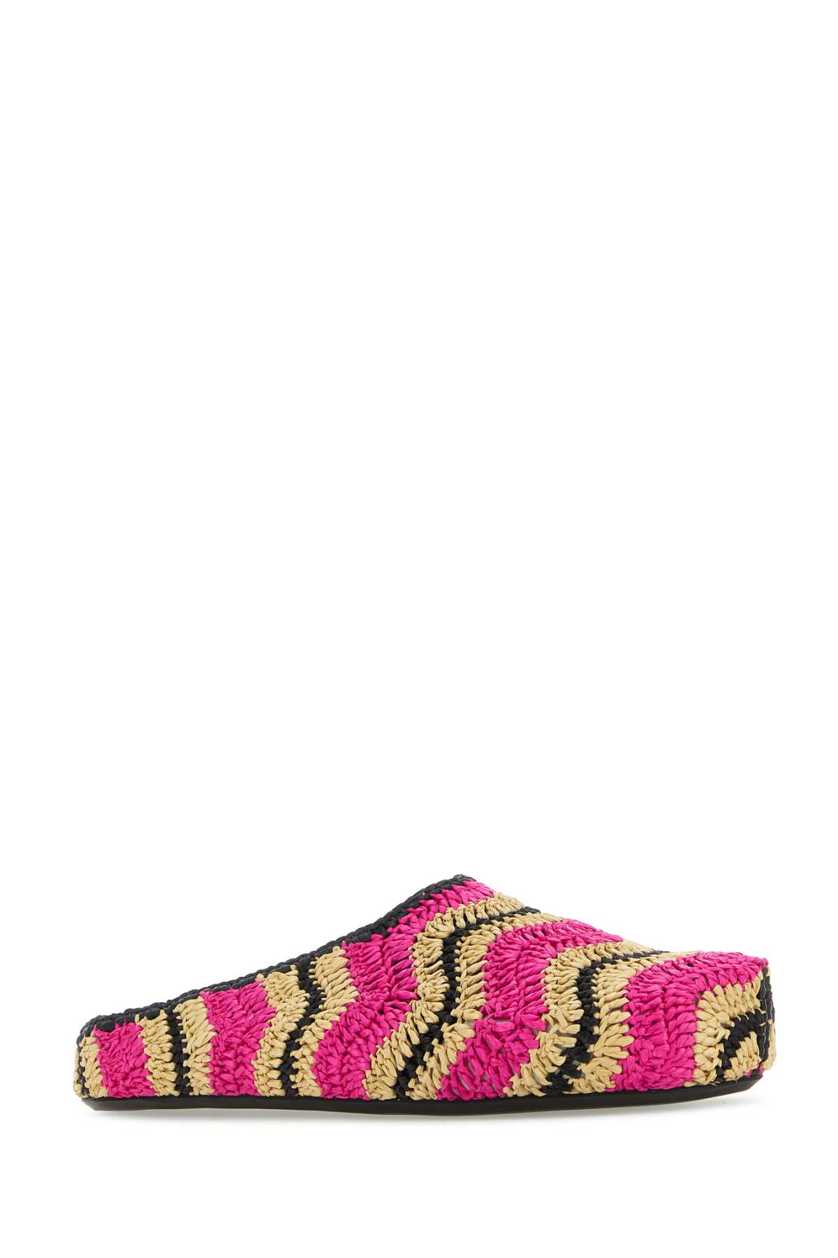 Marni Multicolor Raffia Slippers In Zo542