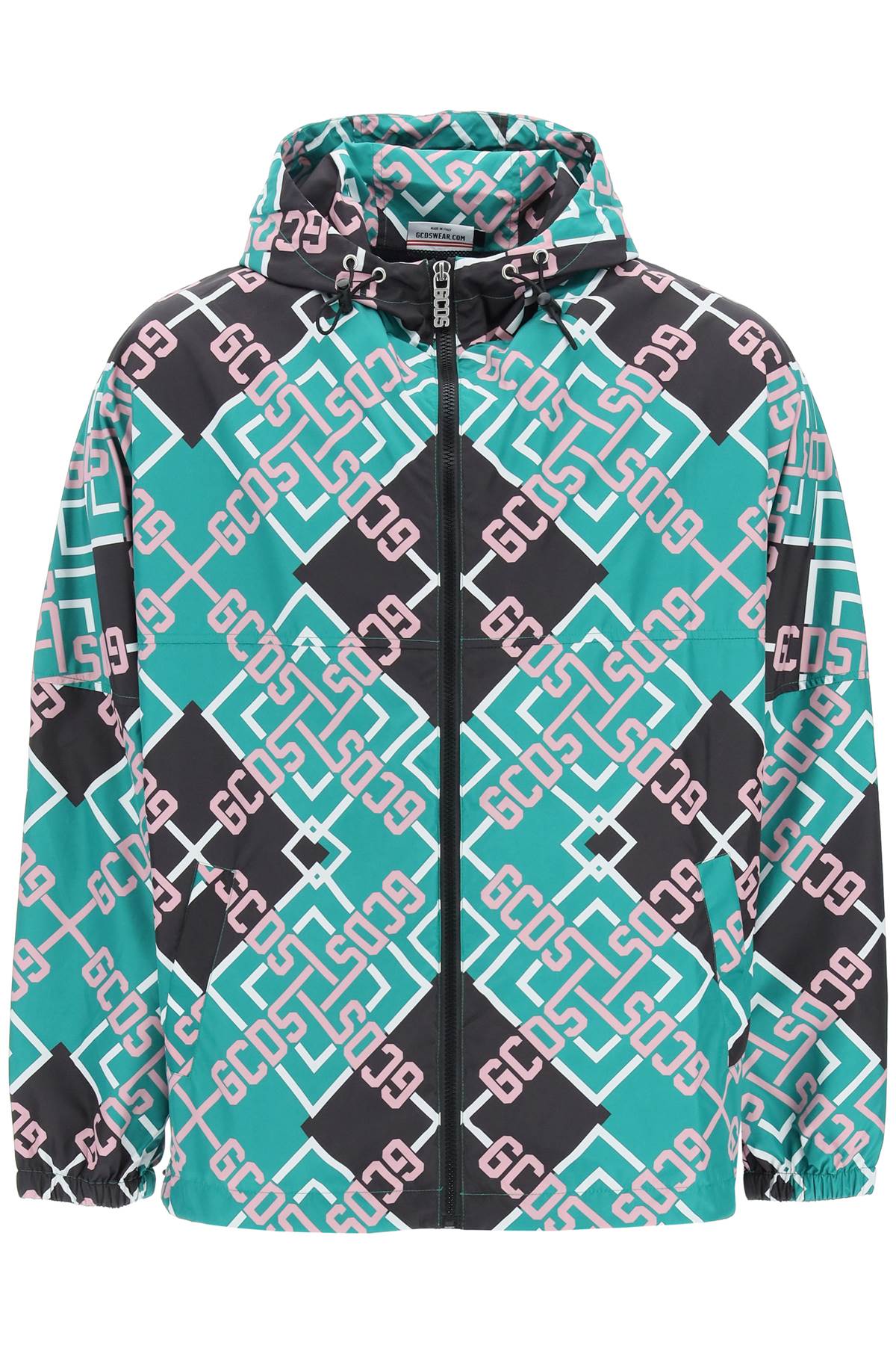 Gcds Monogram-pattern Zip-up Jacket In Mix (green)