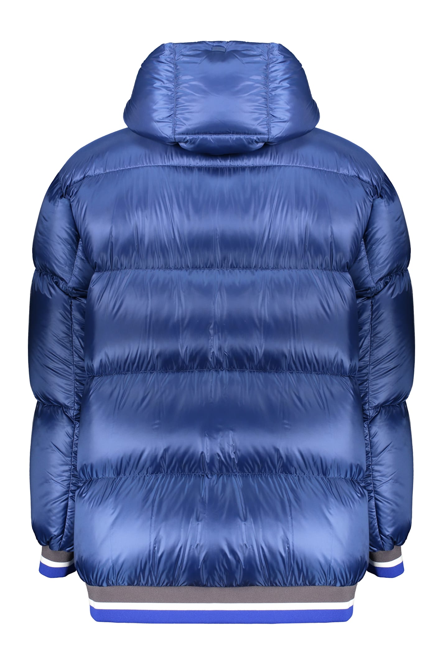 Herno Logo-patch Hooded Puffer Jacket In Blue