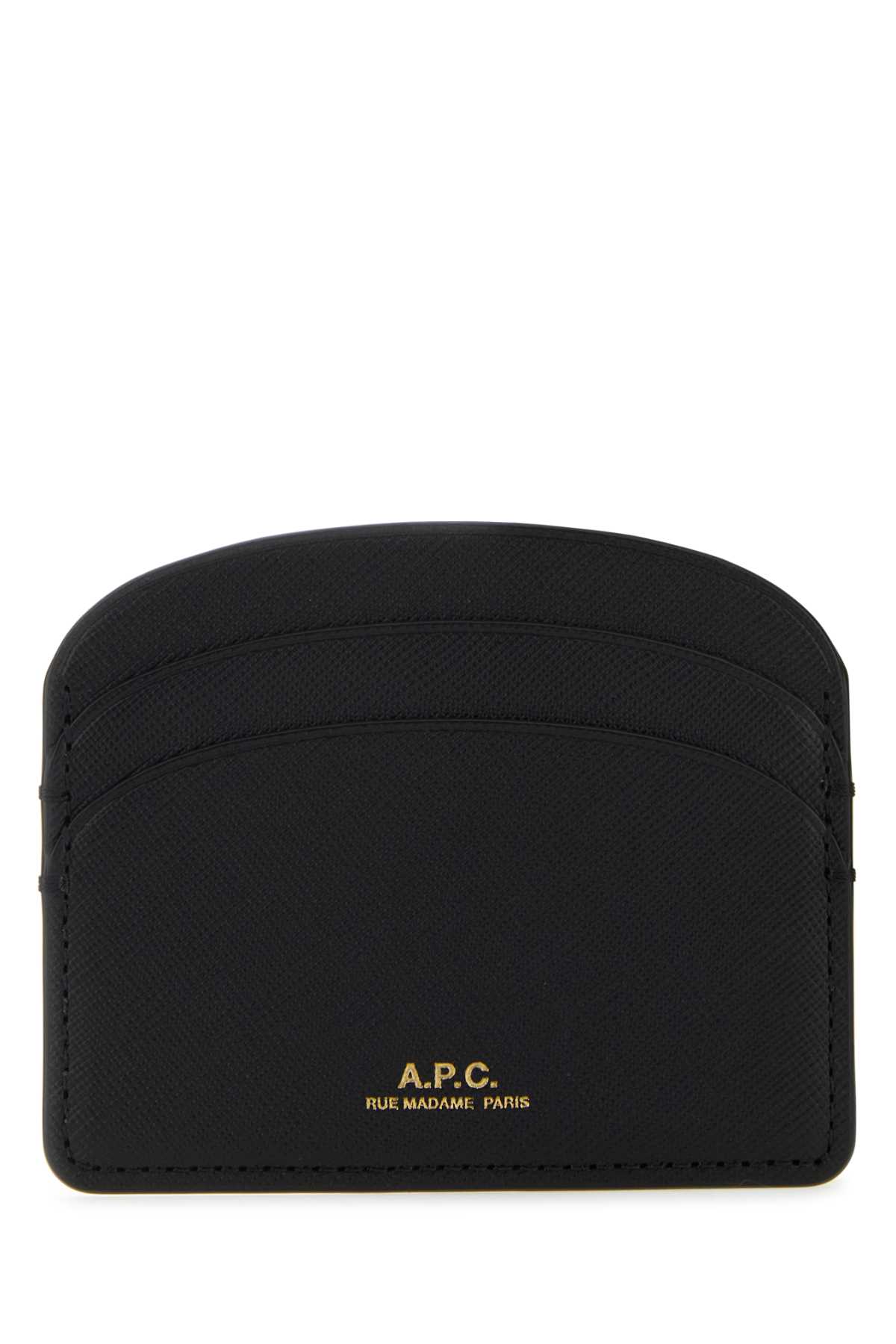 Shop Apc Black Leather Demi-lune Card Holder In Lzz