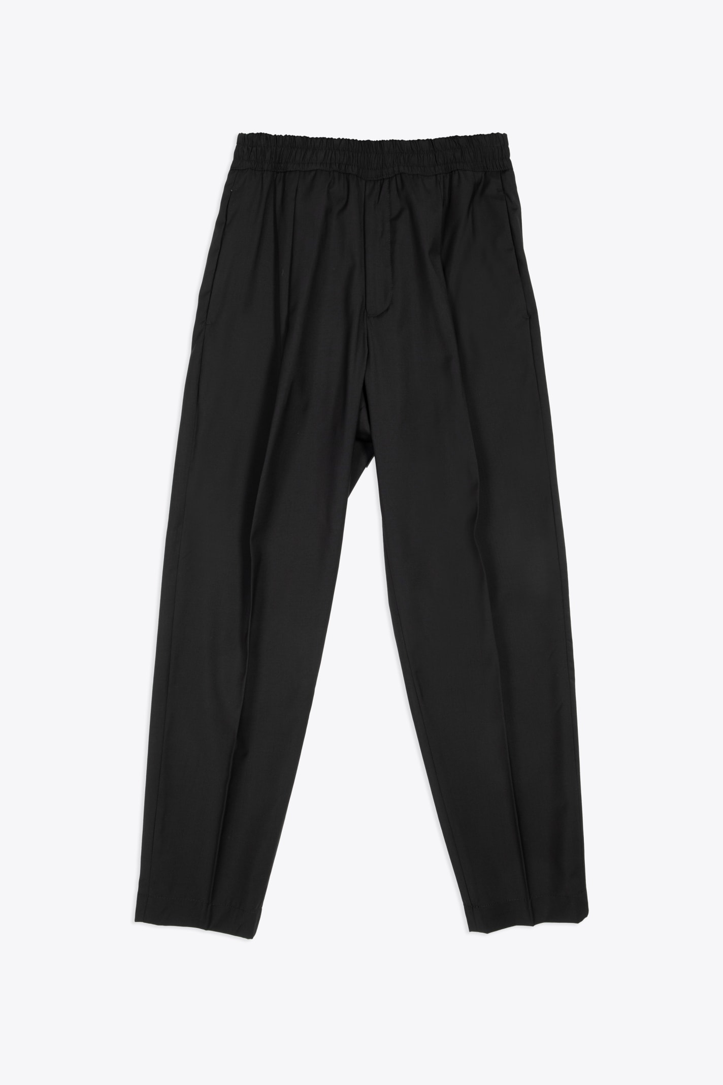 Pantalone Black wool tailored pant with elastic waistband - Savoys