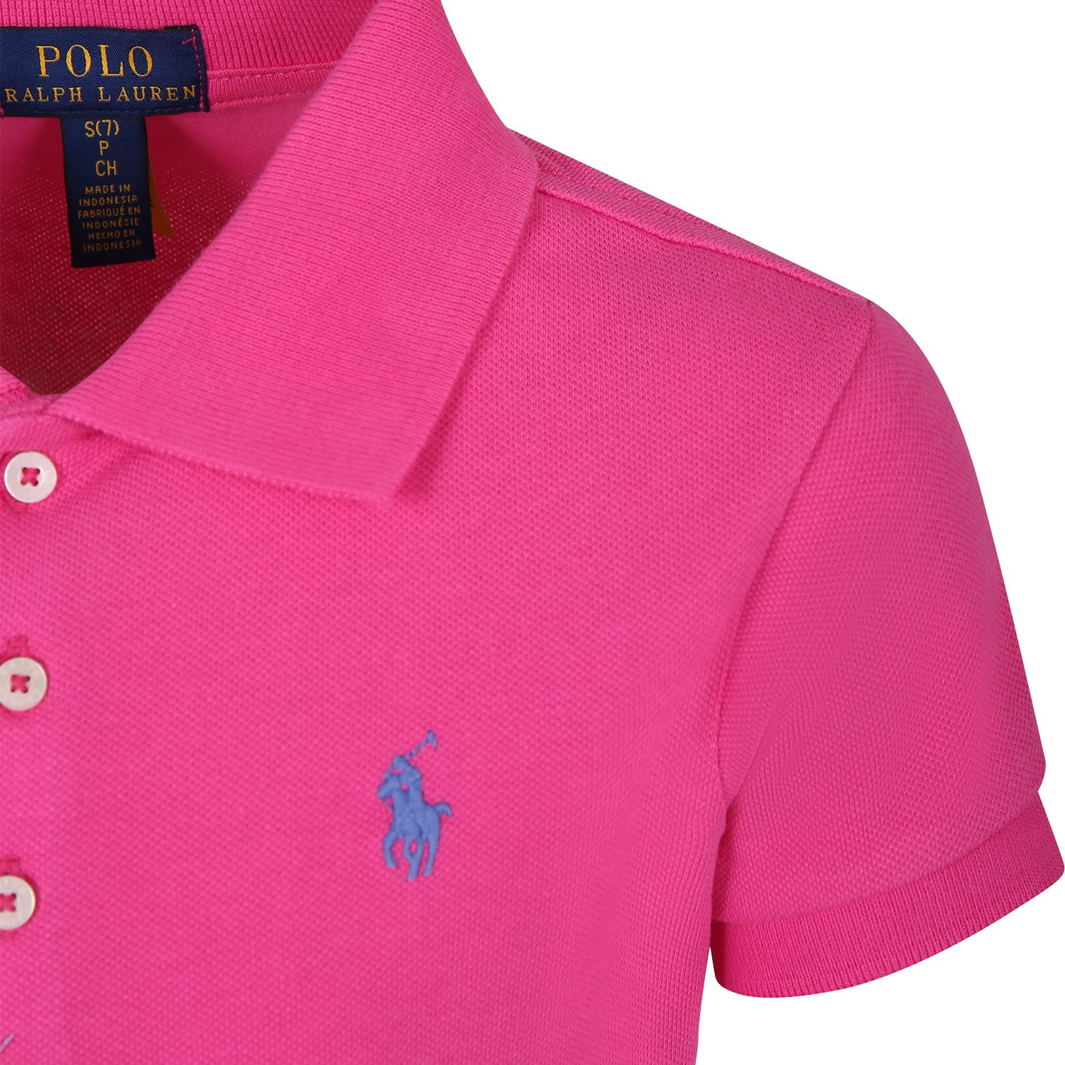 Shop Ralph Lauren Fuchsia Dress For Girl With Horse In Pink